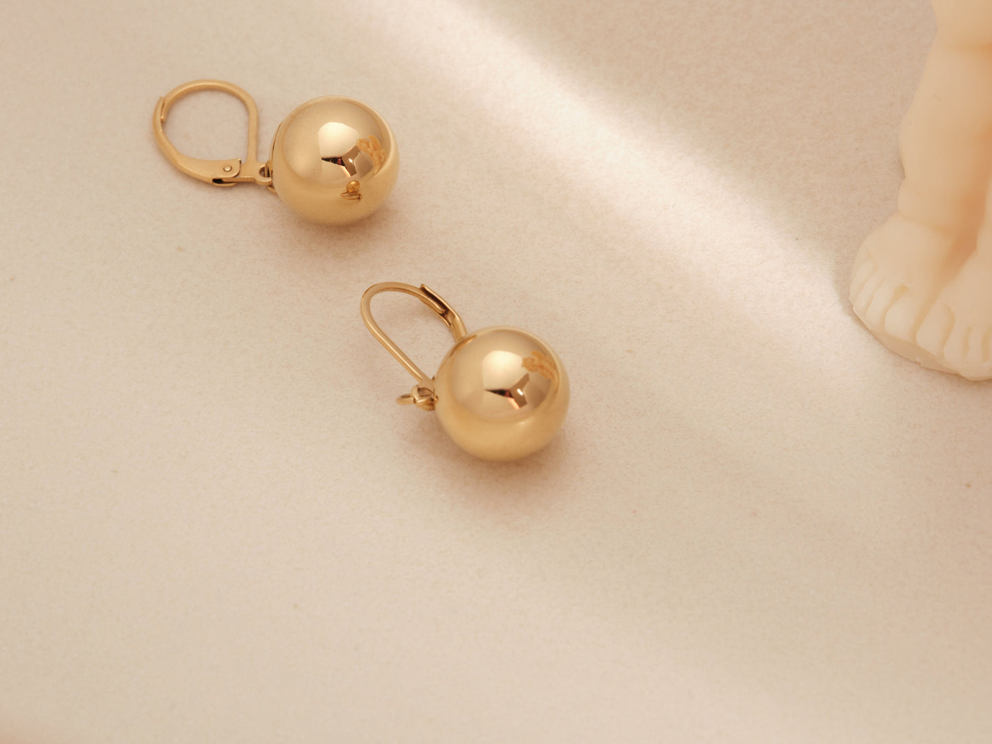 Gold Large Ball Earring, gold earring, dangling earring, gold hoop earring, minimalist, dainty earring, statement earring waterproof earring