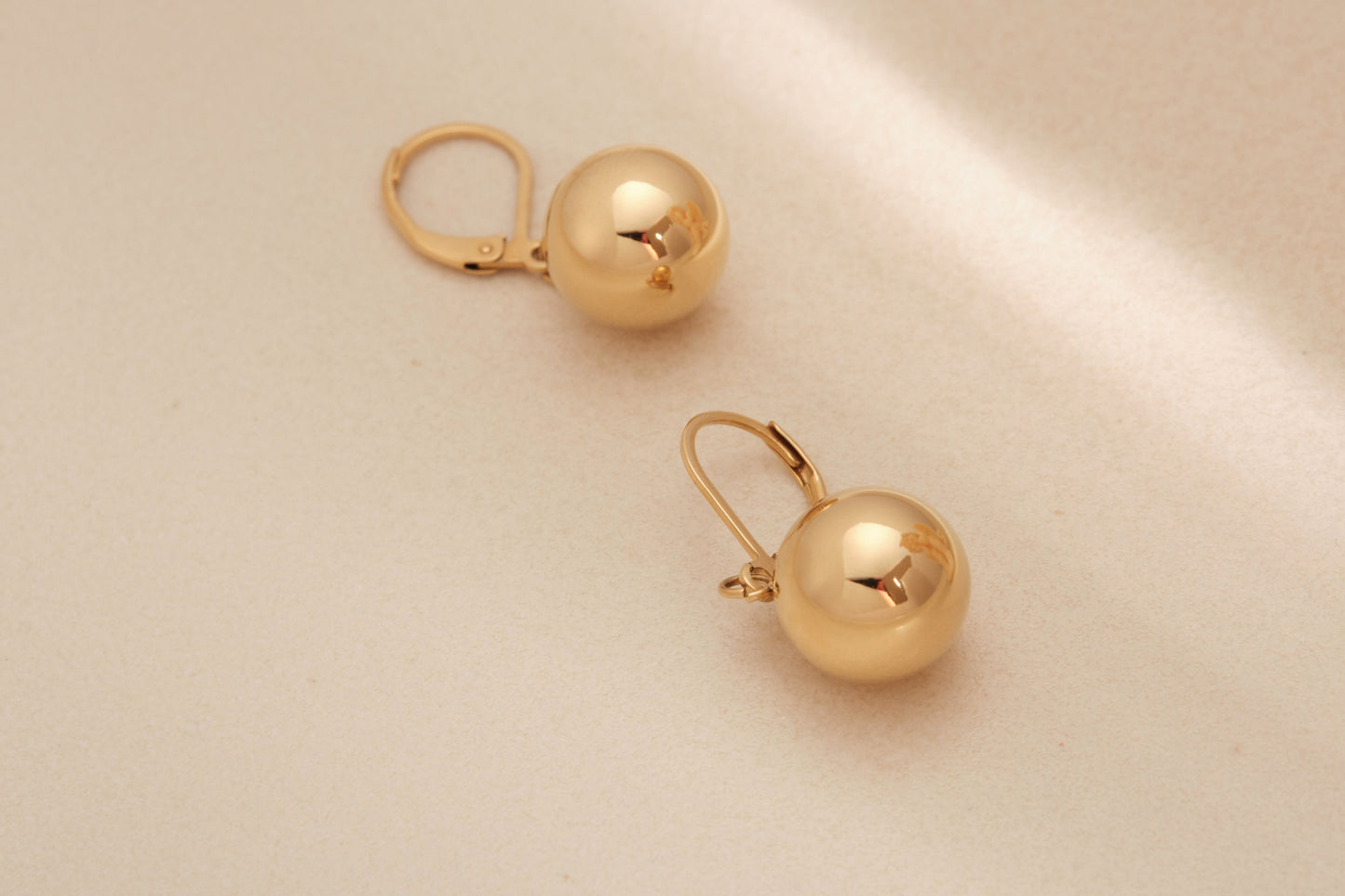 Gold Large Ball Earring, gold earring, dangling earring, gold hoop earring, minimalist, dainty earring, statement earring waterproof earring