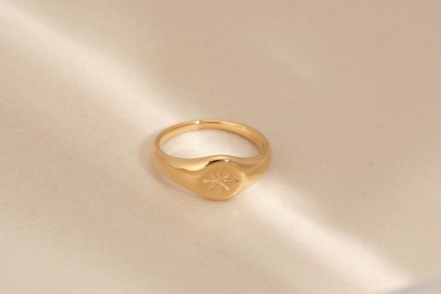 Gold ring, Gold Signet ring, Engraved ring, Custom ring, Daisy ring, Gold Flower ring, Daisy signet ring, Everyday ring, Rings for women