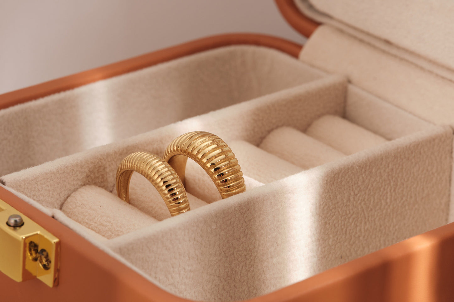 18K Gold Dome Ring Gold Ring Thick Ring Croissant Ring Twisted Ring Gold Thin Dome Ring Chic Ring Trendy Waterproof Stripes Ring WATERPROOF