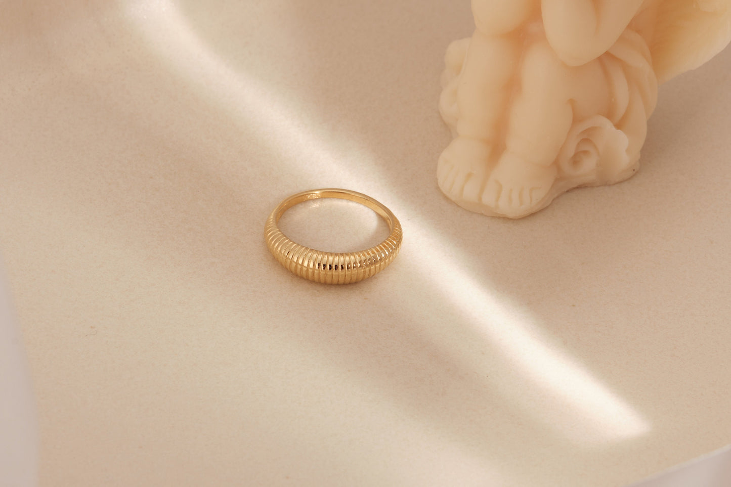 18K Gold Dome Ring Gold Chunky Ring Thick Ring Croissant Ring Twisted Ring Gold Ring Chic Ring Trendy Waterproof Twist Ring Gift for Her