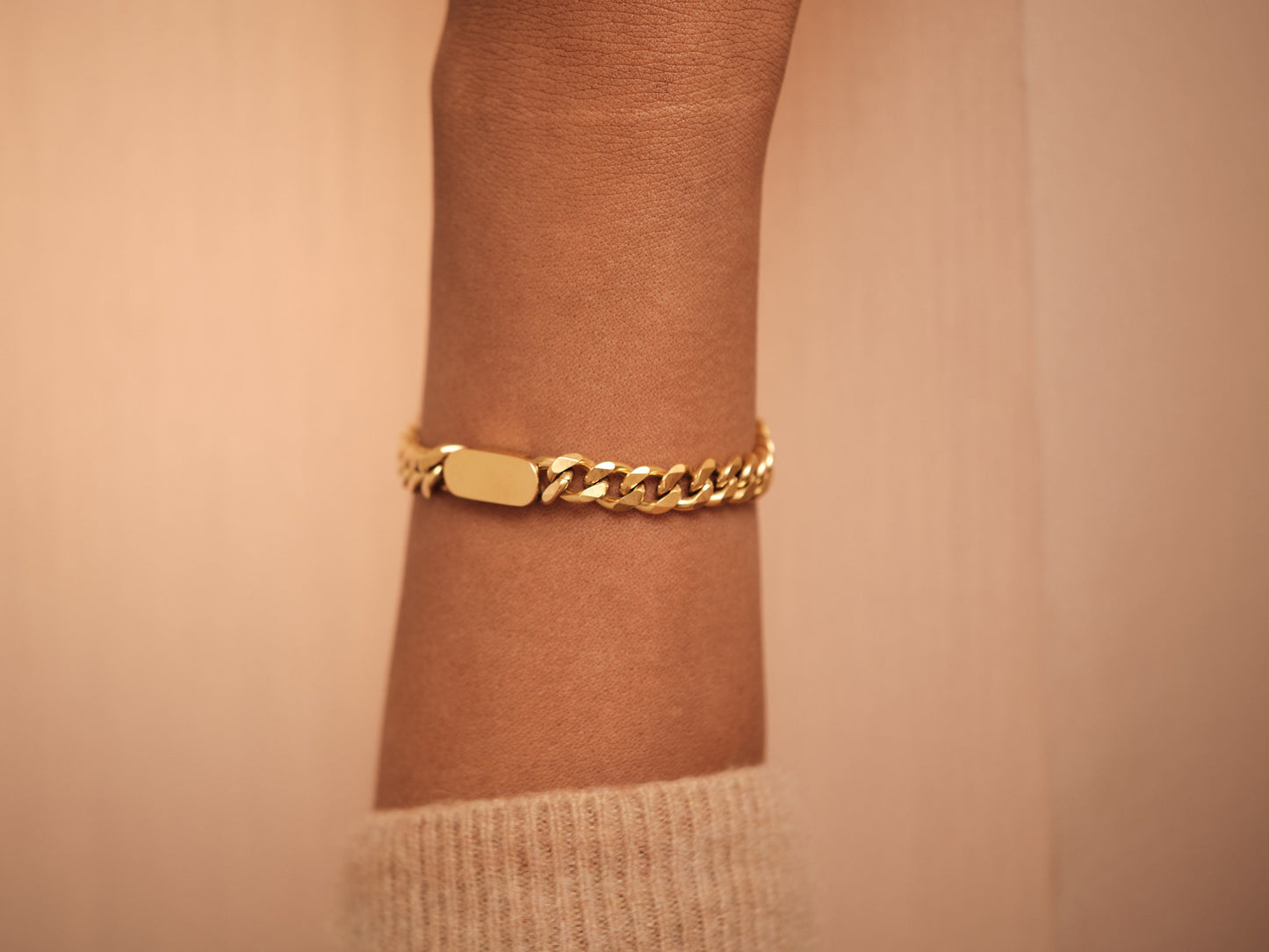 Gold Cuban Chain Bracelet, Gold Bracelet, Linked Chain Bracelet, Gold Curb Chain Bracelet, Gold Chunky Cuban Chain, Waterproof