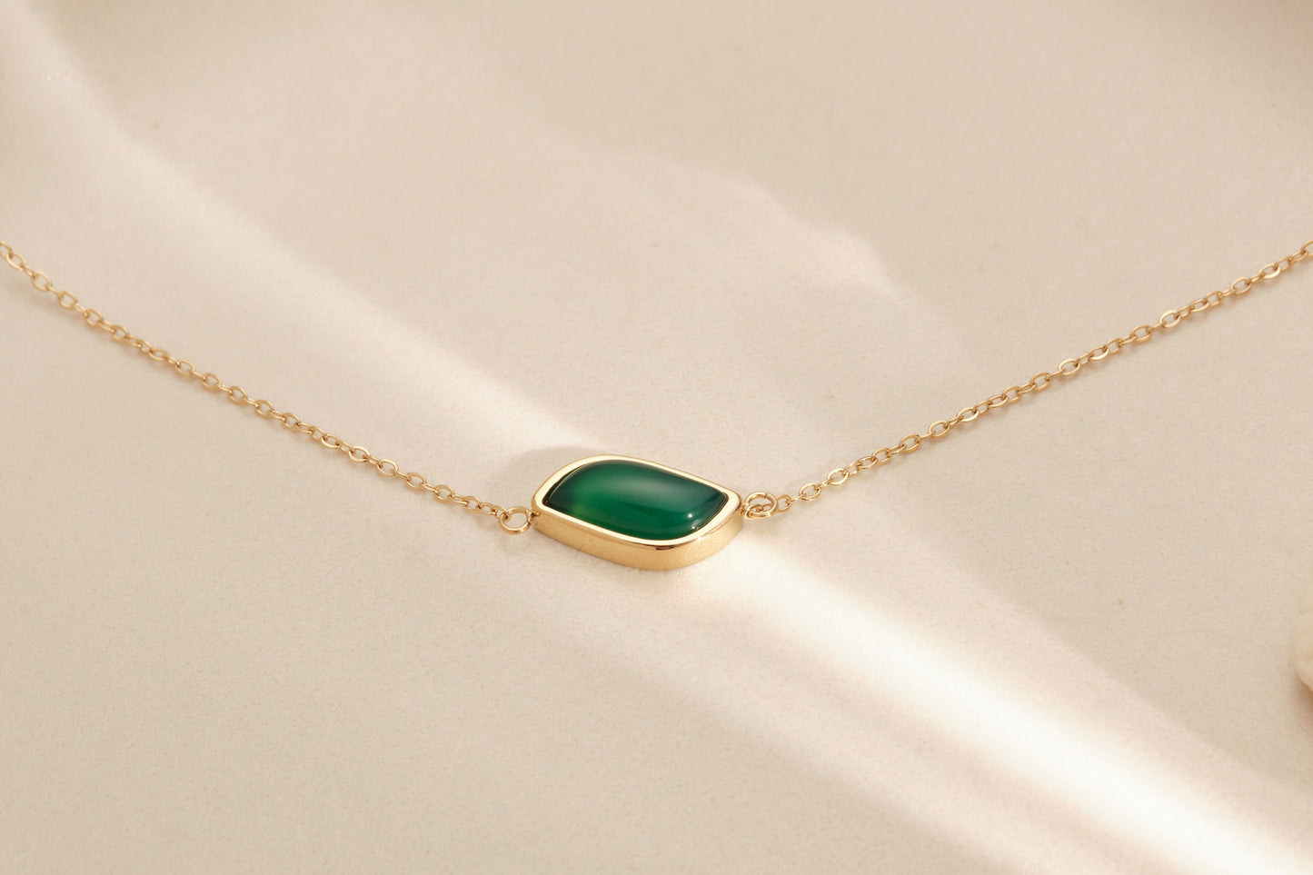 Green Agate Necklace, Gold Necklace, Green Jade Charm Bracelet, Dainty Necklace, Dainty Bracelet, WATERPROOF, Gold Jewelry, Minimalist