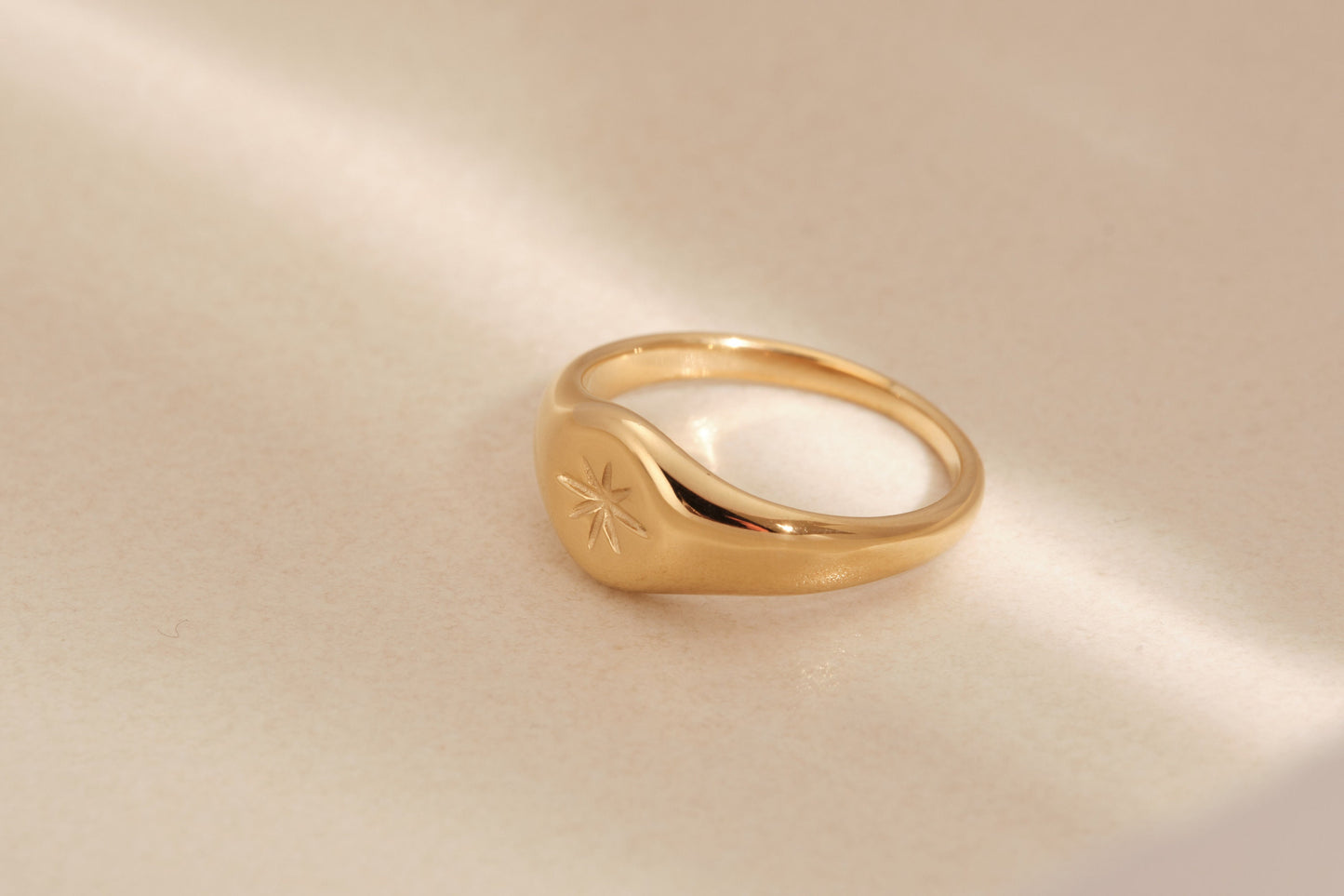 Gold ring, Gold Signet ring, Engraved ring, Custom ring, Daisy ring, Gold Flower ring, Daisy signet ring, Everyday ring, Rings for women