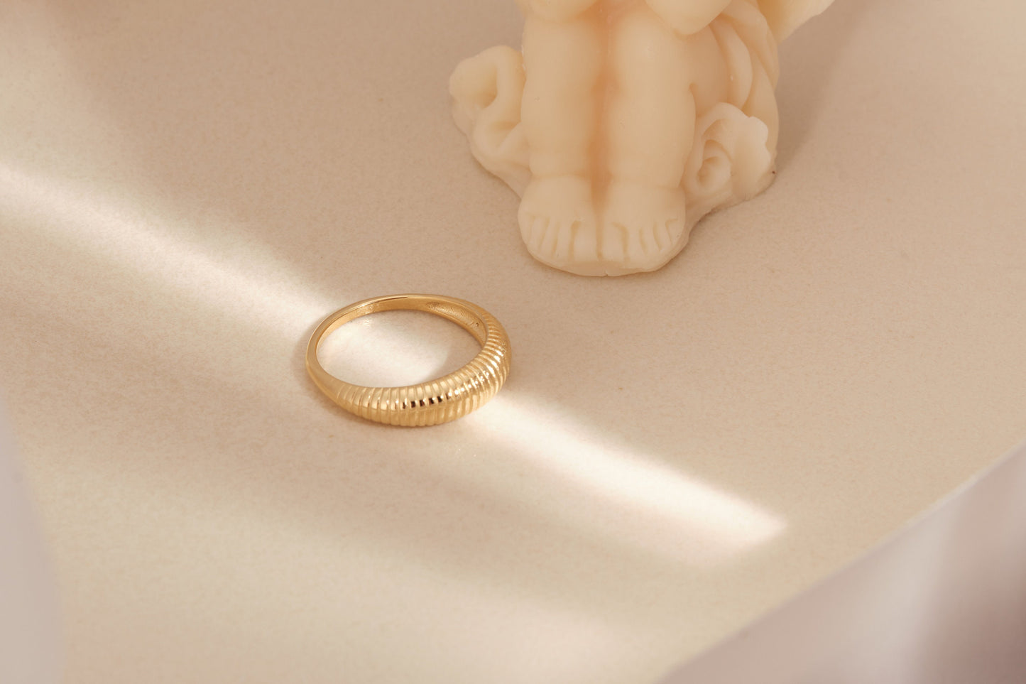 18K Gold Dome Ring Gold Chunky Ring Thick Ring Croissant Ring Twisted Ring Gold Ring Chic Ring Trendy Waterproof Twist Ring Gift for Her