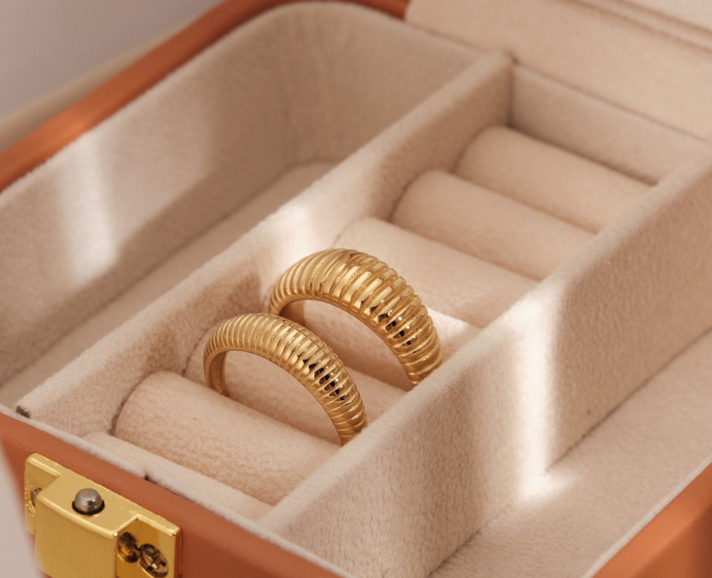 18K Gold Dome Ring Gold Chunky Ring Thick Ring Croissant Ring Twisted Ring Gold Ring Chic Ring Trendy Waterproof Twist Ring Gift for Her