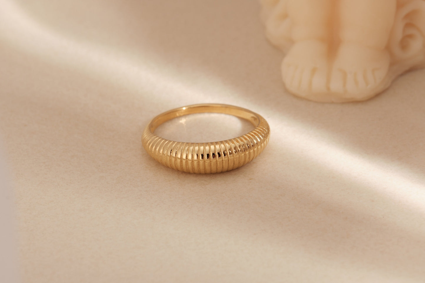 18K Gold Dome Ring Gold Ring Thick Ring Croissant Ring Twisted Ring Gold Thin Dome Ring Chic Ring Trendy Waterproof Stripes Ring WATERPROOF