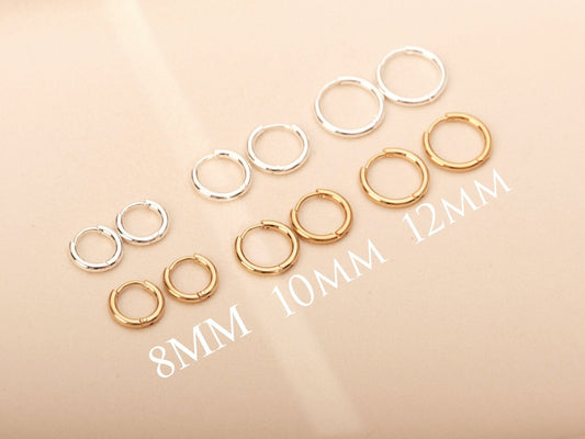 Gold Small Huggie hoop earring, gold hoop earrings, thick hoop earrings, Gold Huggies, chunky Huggie, Silver Huggies, Silver Earrings, Clip