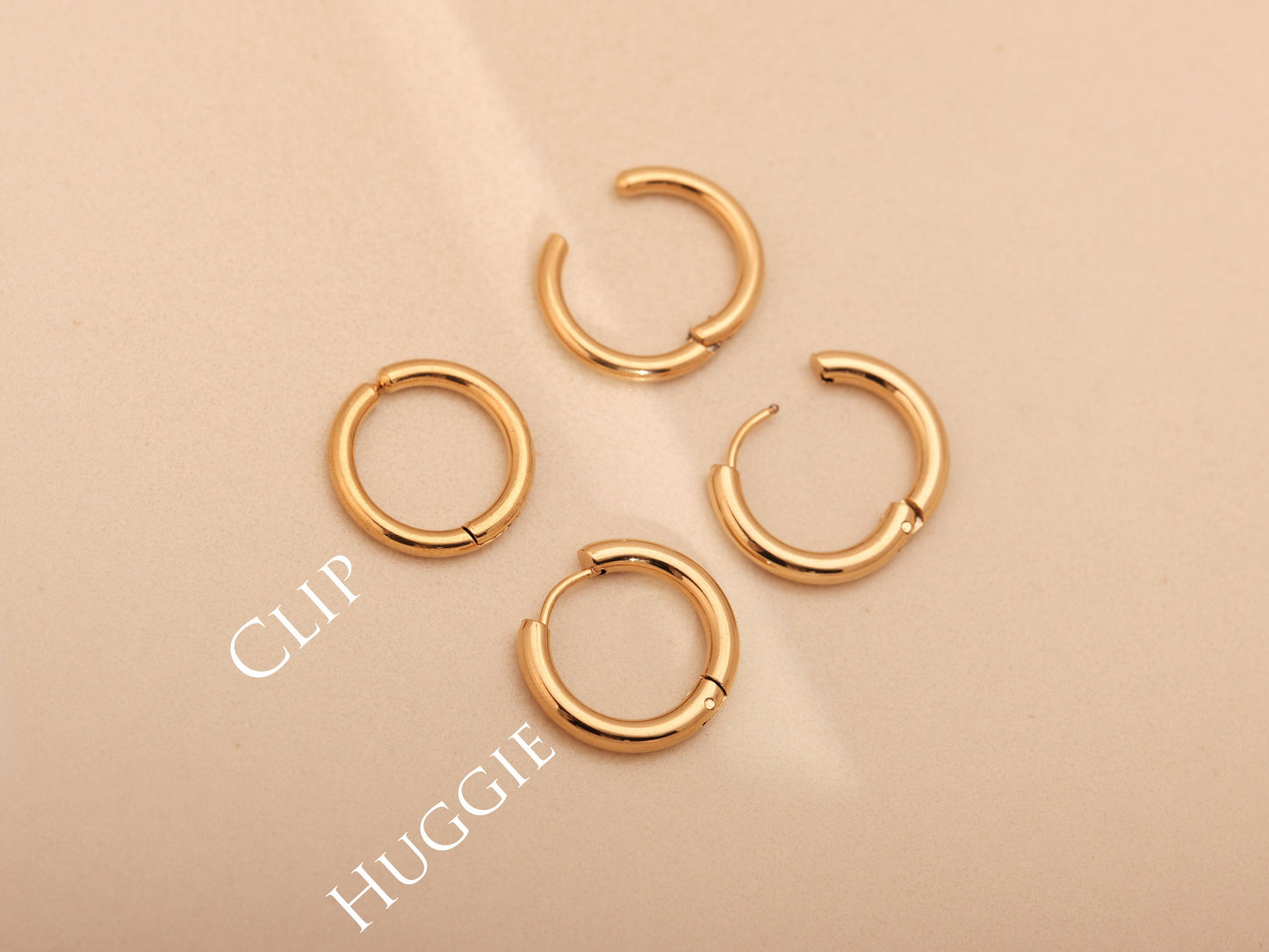 Gold Small Huggie hoop earring, gold hoop earrings, thick hoop earrings, Gold Huggies, chunky Huggie, Silver Huggies, Silver Earrings, Clip