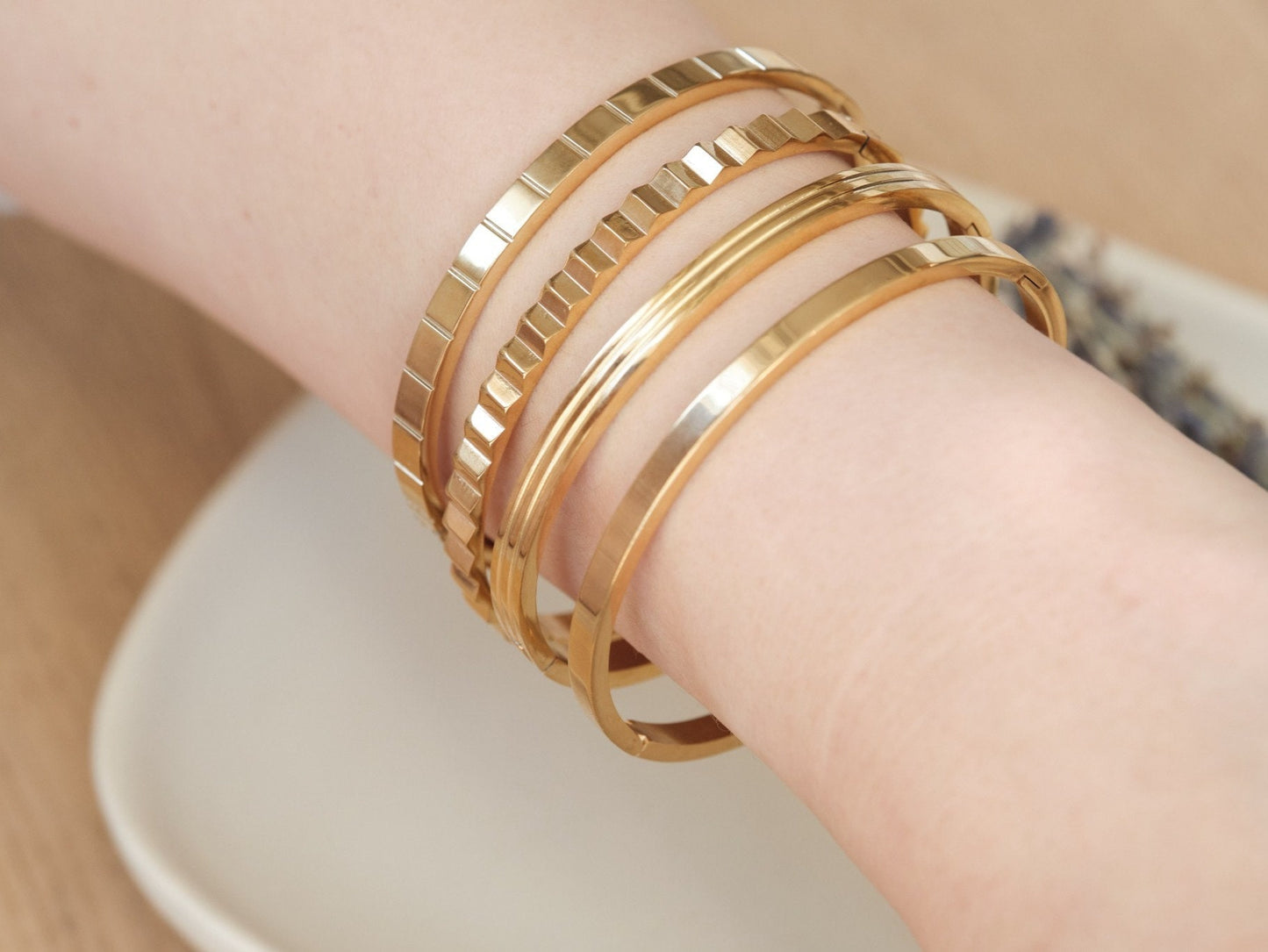 Gold Patterns Bangle, Gold Bangle, Open Bangle, Click Bangle, Thin Bangle, Stylist Bangle, Cuff Bangle, Waterproof, Chic Bangle, Bangle Gift