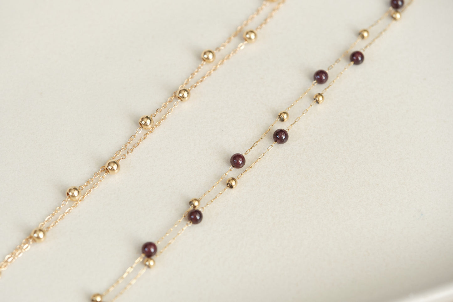 18k gold beads bracelet, double bead chain bracelet, double layer bracelet, gold chain bracelet, gold bracelet, Waterproof stainless steel