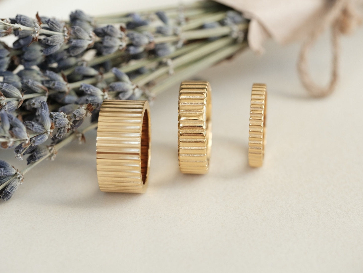 18K Gold PVD Band ring, Gear ring, Chunky ring, Dainty Ring, Minimalist ring, Thin gold ring, Wide band ring, Stacking ring, WATERPROOF Ring