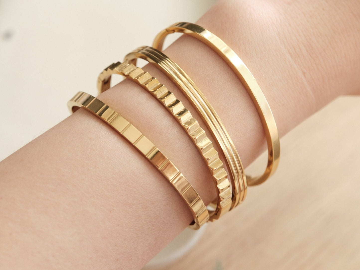 Gold Pattern Bangle, Gold Bangle, Open Bangle, Thin Bangle, Chunky Bangle, Stylist Bangle, Cuff Bangle, Waterproof, Chic Bangle, Bangle Gift