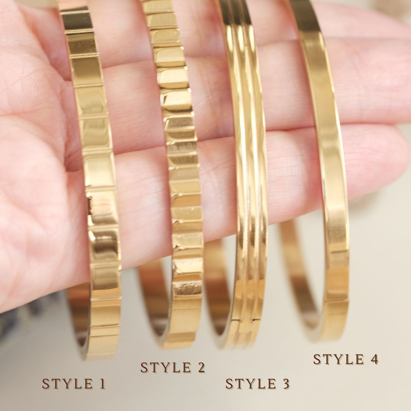 Gold Pattern Bangle, Gold Bangle, Open Bangle, Thin Bangle, Chunky Bangle, Stylist Bangle, Cuff Bangle, Waterproof, Chic Bangle, Bangle Gift