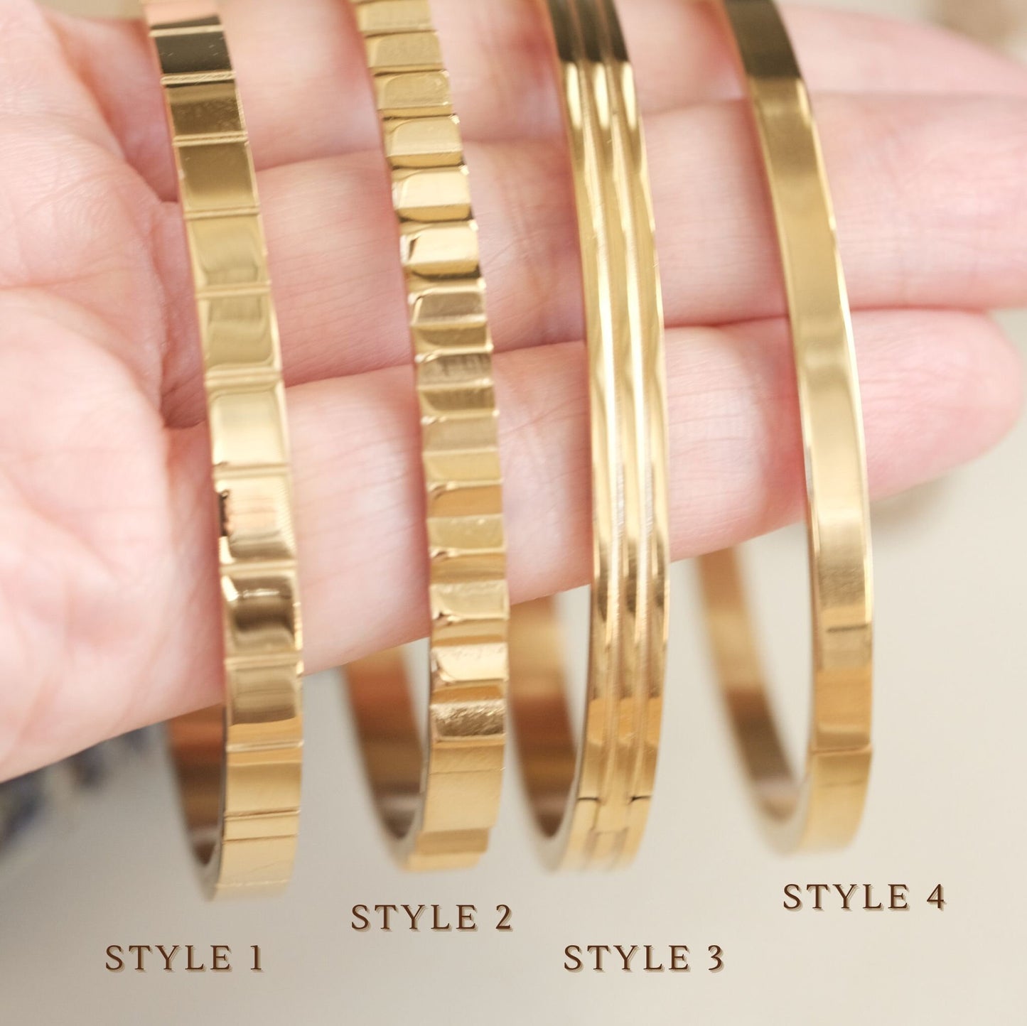 Gold Patterns Bangle, Gold Bangle, Open Bangle, Click Bangle, Thin Bangle, Stylist Bangle, Cuff Bangle, Waterproof, Chic Bangle, Bangle Gift