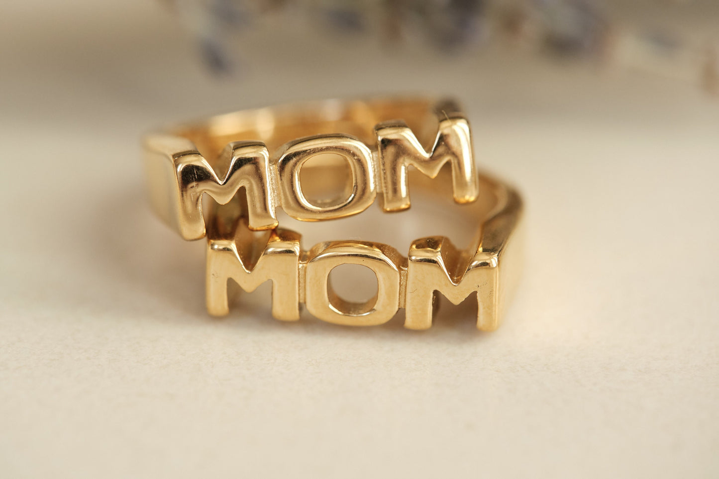 18K Gold MOM ring, Letter MOM Ring, Gold Ring, Mother's Day Gift for Mom, Mom ring Gift, First Time Mom Gift, Sister Ring Gift from Sister