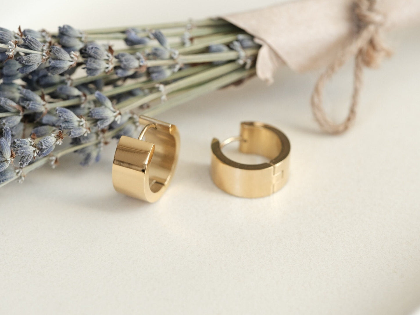 Gold Wide hoop earring hypoallergenic, gold hoop earrings, thick hoop earrings, Gold Huggie Hoop Earrings, chunky Huggie, WATERPROOF hoops