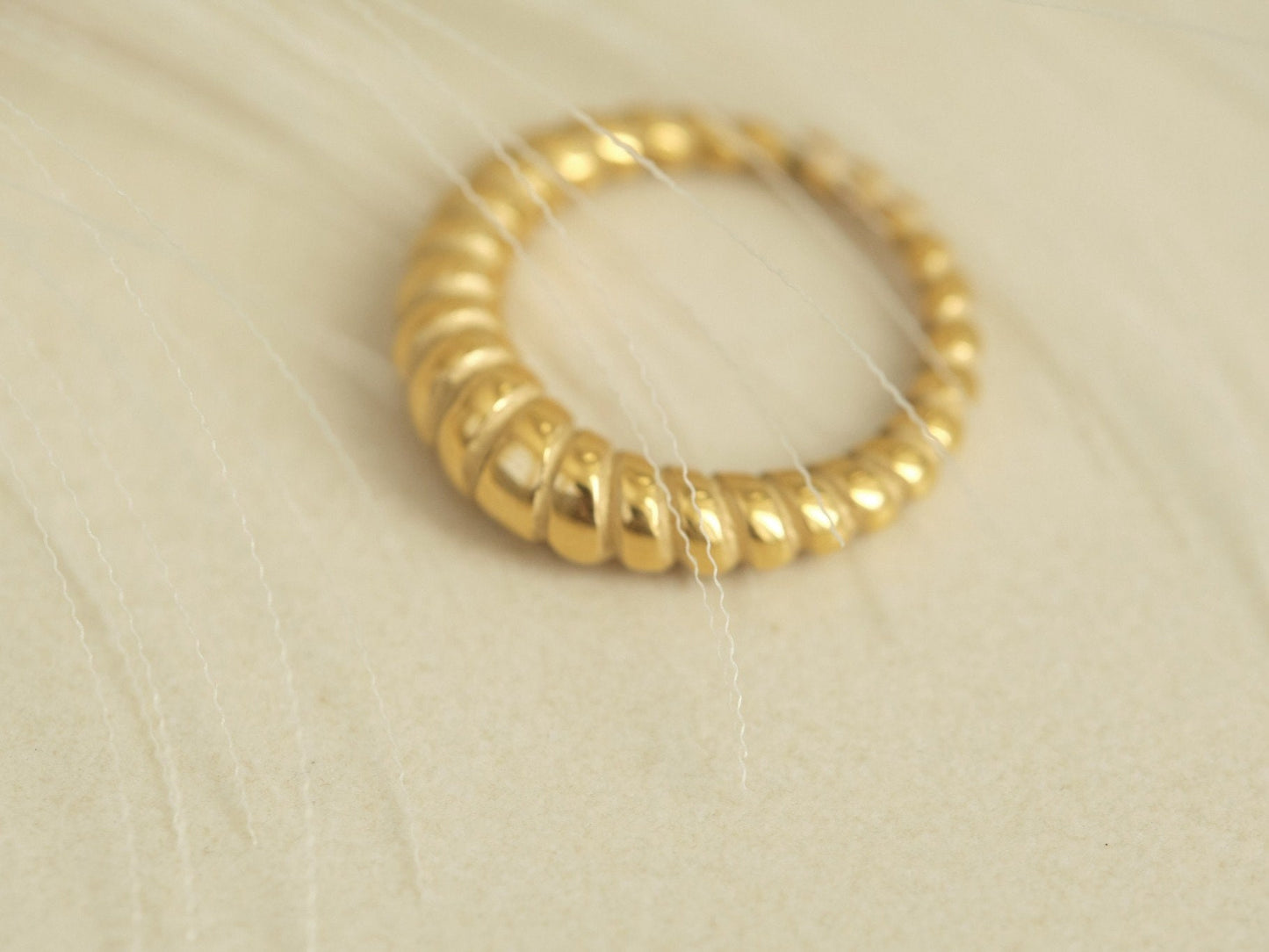 18K Gold Dome Ring Gold Chunky Ring Thick Ring Croissant Ring Twisted Ring Gold Ring Chic Ring Trendy Waterproof Twist Ring Gift for Her