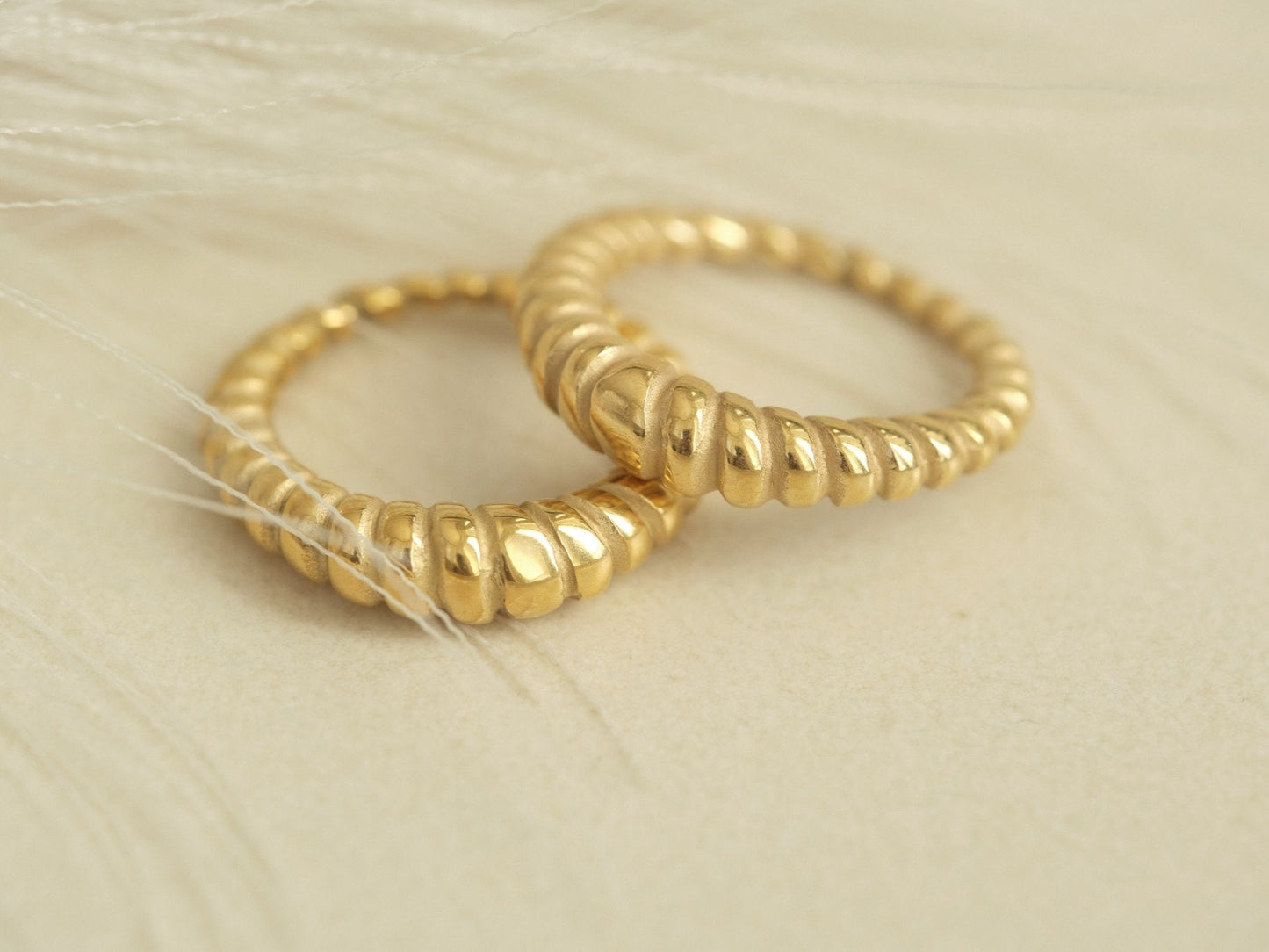 18K Gold Dome Ring Gold Chunky Ring Thick Ring Croissant Ring Twisted Ring Gold Ring Chic Ring Trendy Waterproof Twist Ring Gift for Her