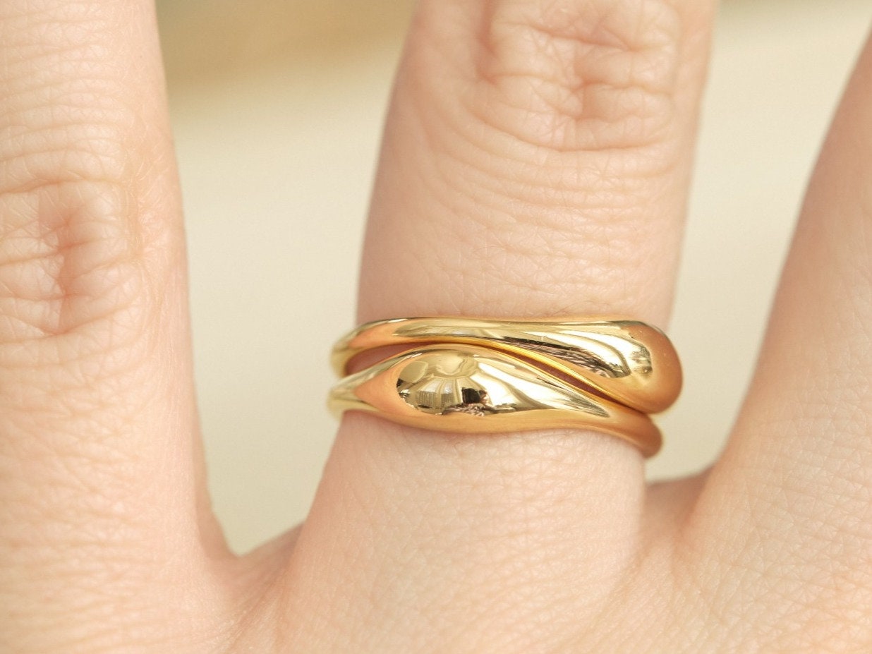 18K Gold Ring, Chunky Gold Ring, Gold Dome Ring, Thick Ring, Stacking Ring, French Ring, Statement Ring, WATERPROOF Ring, trendy ring gift