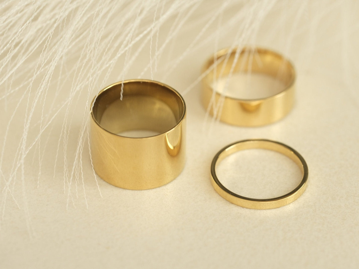 18K Gold PVD Band ring, Glossy band ring Chunky gold ring, Minimalist ring, wide gold ring, wide band ring, Stacking ring, Layering ring