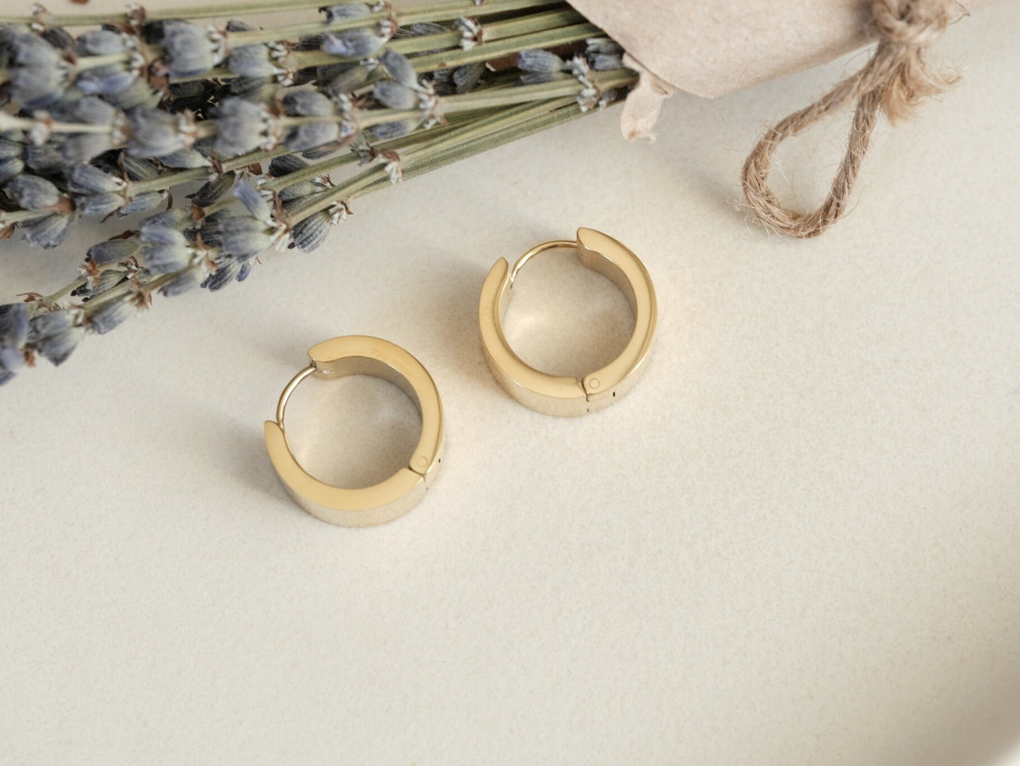 Gold Wide hoop earring hypoallergenic, gold hoop earrings, thick hoop earrings, Gold Huggie Hoop Earrings, chunky Huggie, WATERPROOF hoops