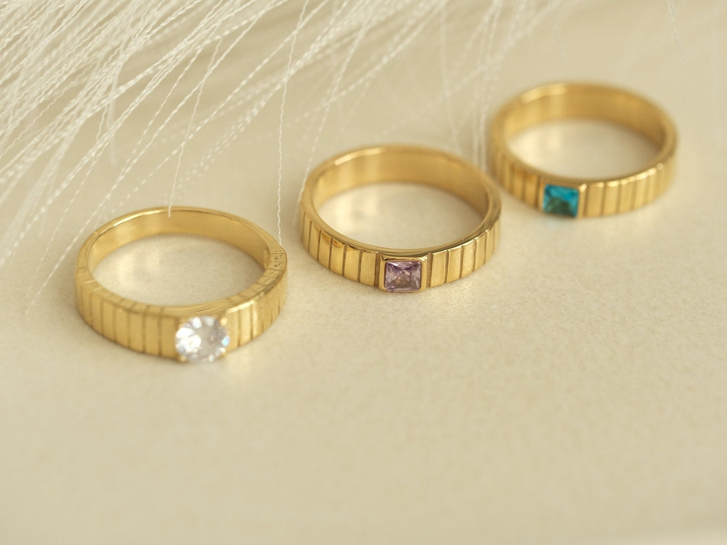 Gold Ring, Diamond Zirconia Ring,  CZ Diamond Ring, Solitaire Ring, Statement ring, Gem ring, waterproof ring, promise ring, gemstone ring