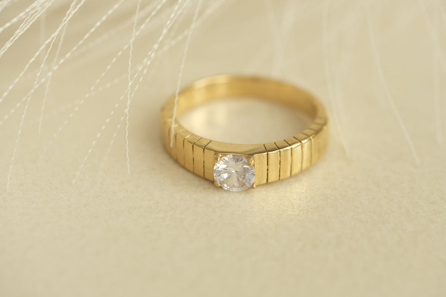 Gold Ring, Diamond Zirconia Ring,  CZ Diamond Ring, Solitaire Ring, Statement ring, Gem ring, waterproof ring, promise ring, gemstone ring