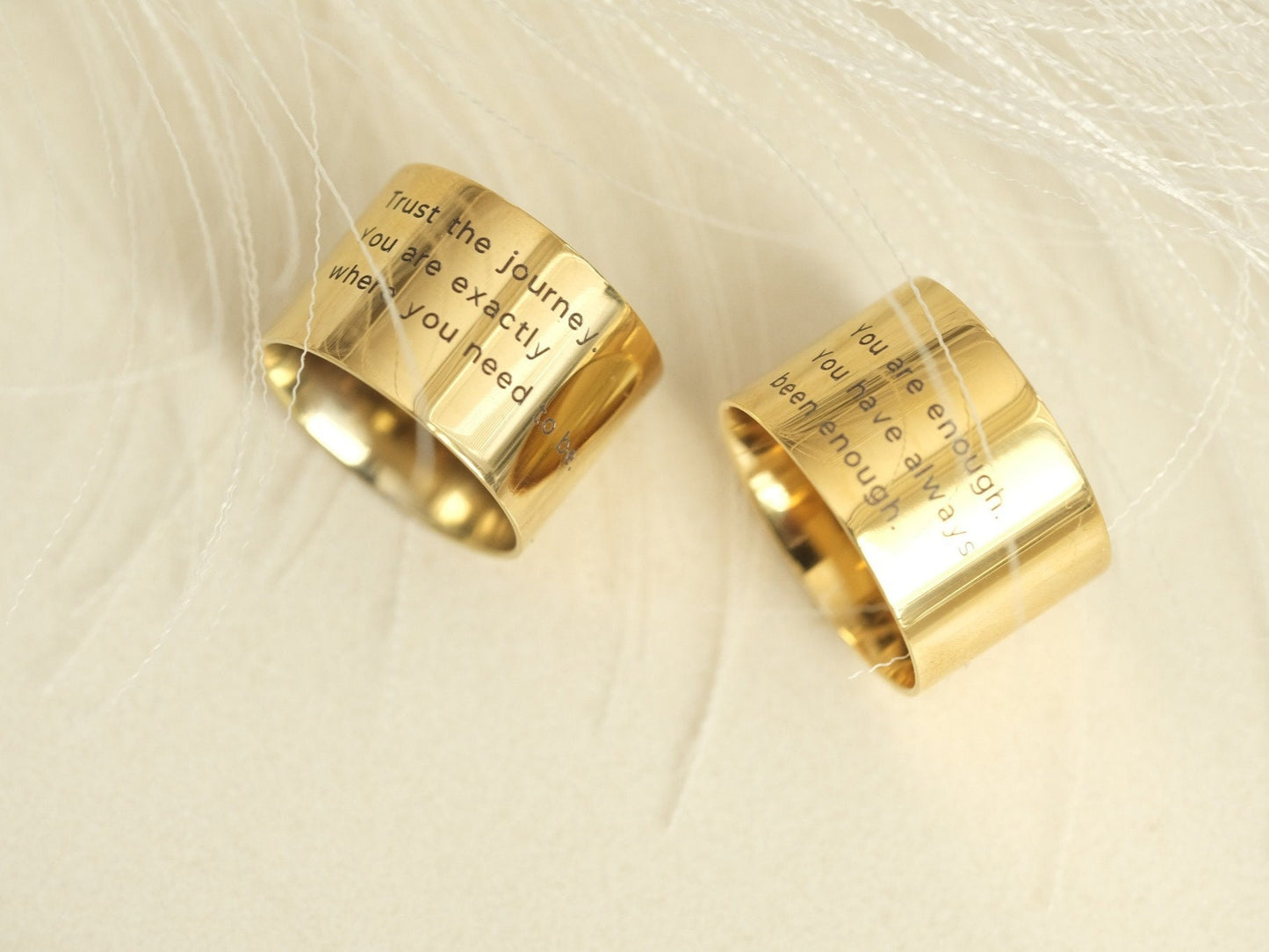 14mm Wide 18K Gold Band Ring, Personalized Engraving Ring, Gold Band, Engraved Ring, Wide Band Customized Ring, Personalized Ring Gift