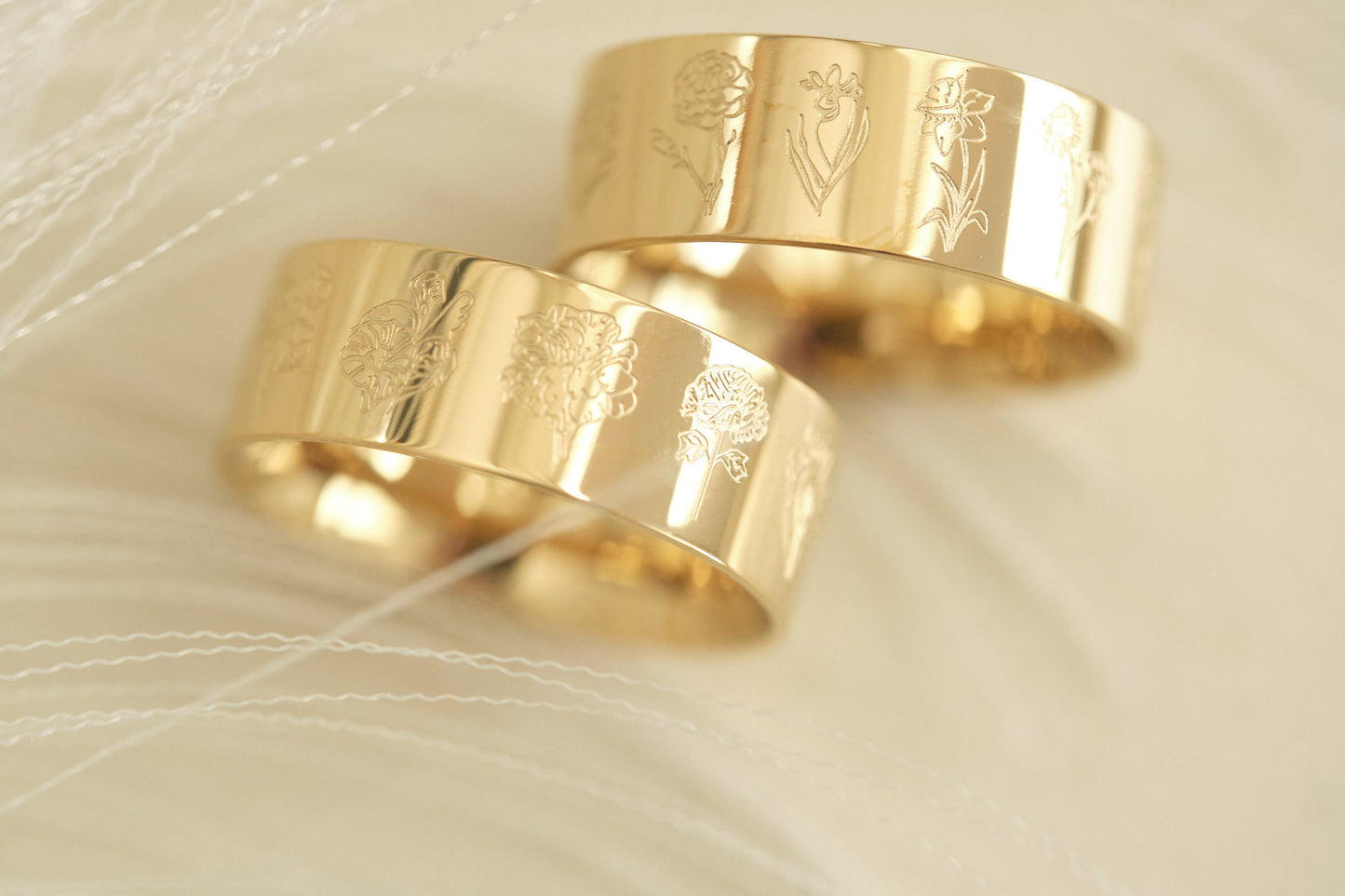 Gold birth flower ring, gold ring, birthday gift for her, month flower ring, personalized month flower jewelry, tarnish free ring, 12 months