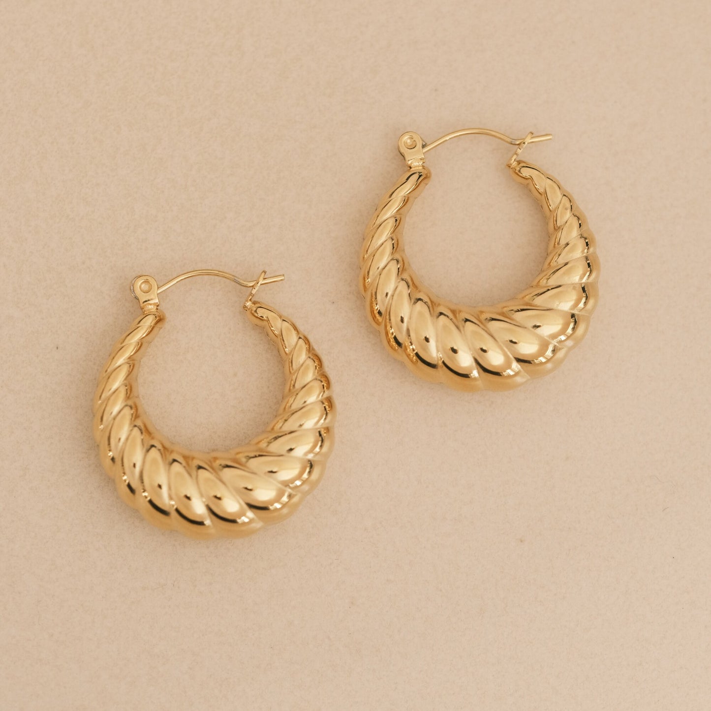 Gold Croissant Hoop Croissant Earrings Twisted Earrings Minimal Rope Braid Hoop Earrings Bohemian Hoop Earring bubble earring, gold earring