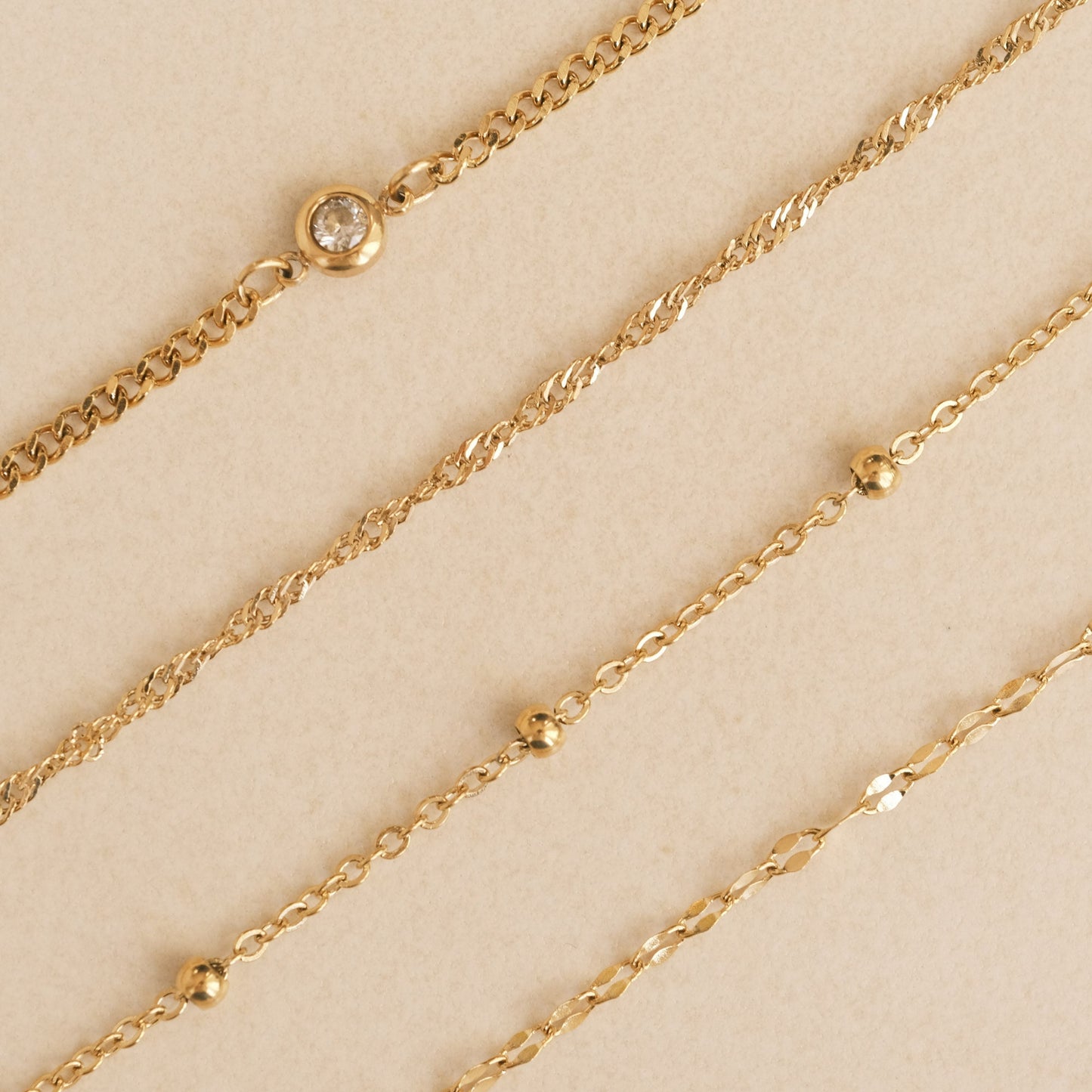 Gold Anklet, Anklets for woman, Twist Chain Anklet, Gold Chain Anklet, Dainty Anklet, Satellite Chain, Sequin Chain, Tiny Diamond Anklet