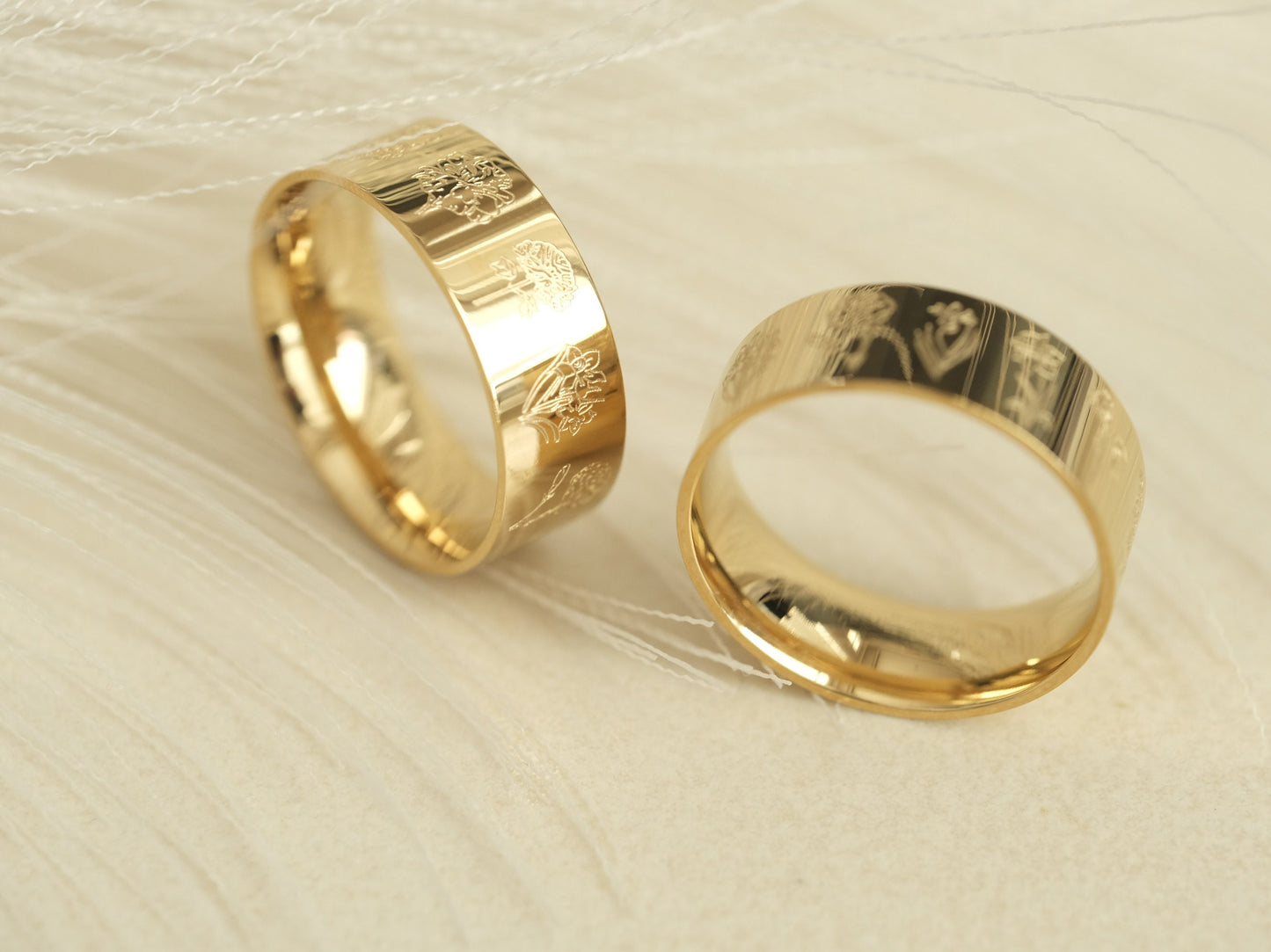 Gold birth flower ring, gold ring, birthday gift for her, month flower ring, personalized month flower jewelry, tarnish free ring, 12 months