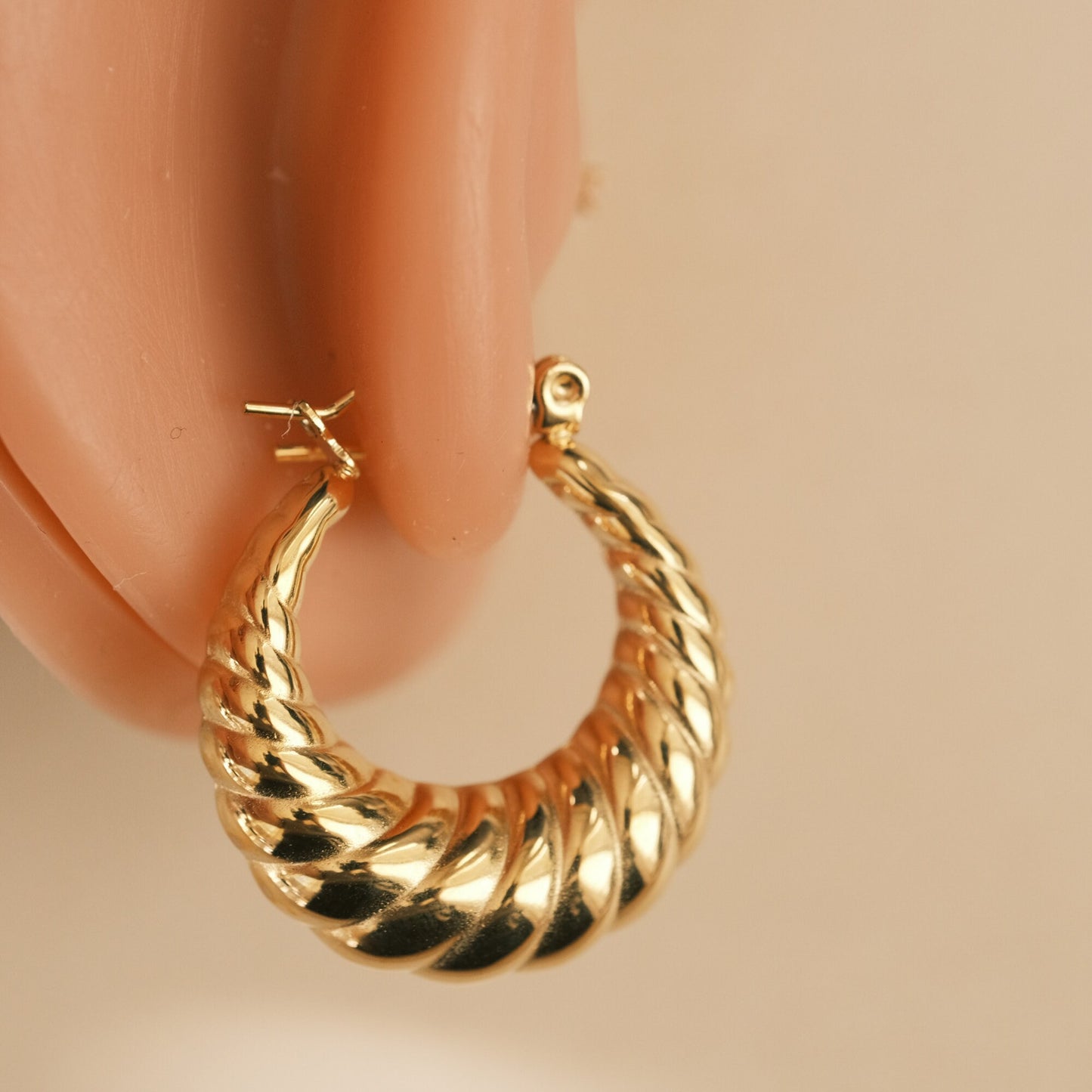 Gold Croissant Hoop Croissant Earrings Twisted Earrings Minimal Rope Braid Hoop Earrings Bohemian Hoop Earring bubble earring, gold earring
