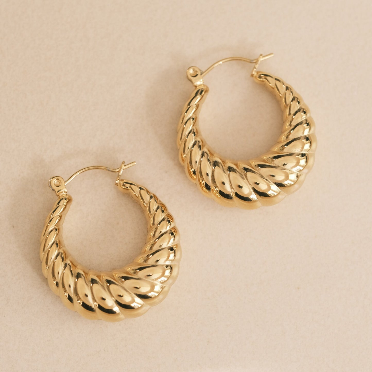 Gold Croissant Hoop Croissant Earrings Twisted Earrings Minimal Rope Braid Hoop Earrings Bohemian Hoop Earring bubble earring, gold earring