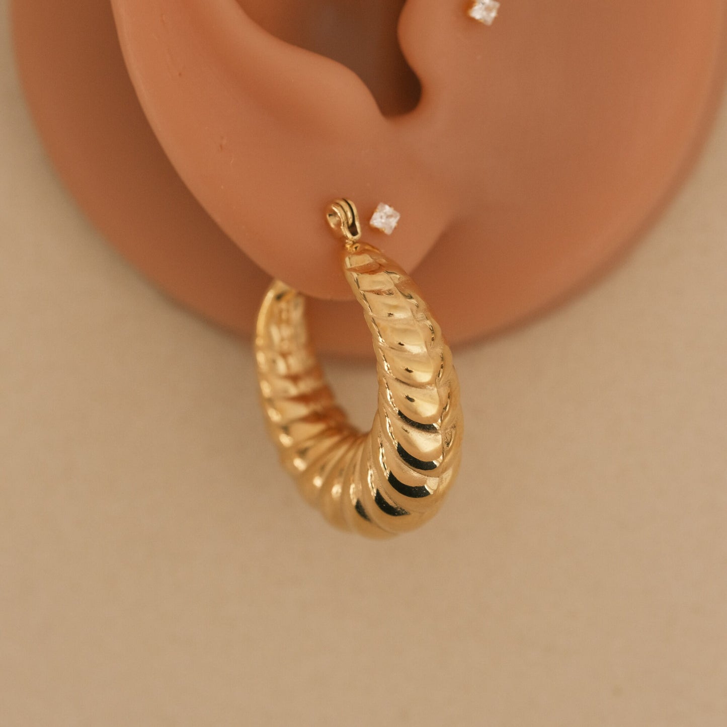 Gold Croissant Hoop Croissant Earrings Twisted Earrings Minimal Rope Braid Hoop Earrings Bohemian Hoop Earring bubble earring, gold earring