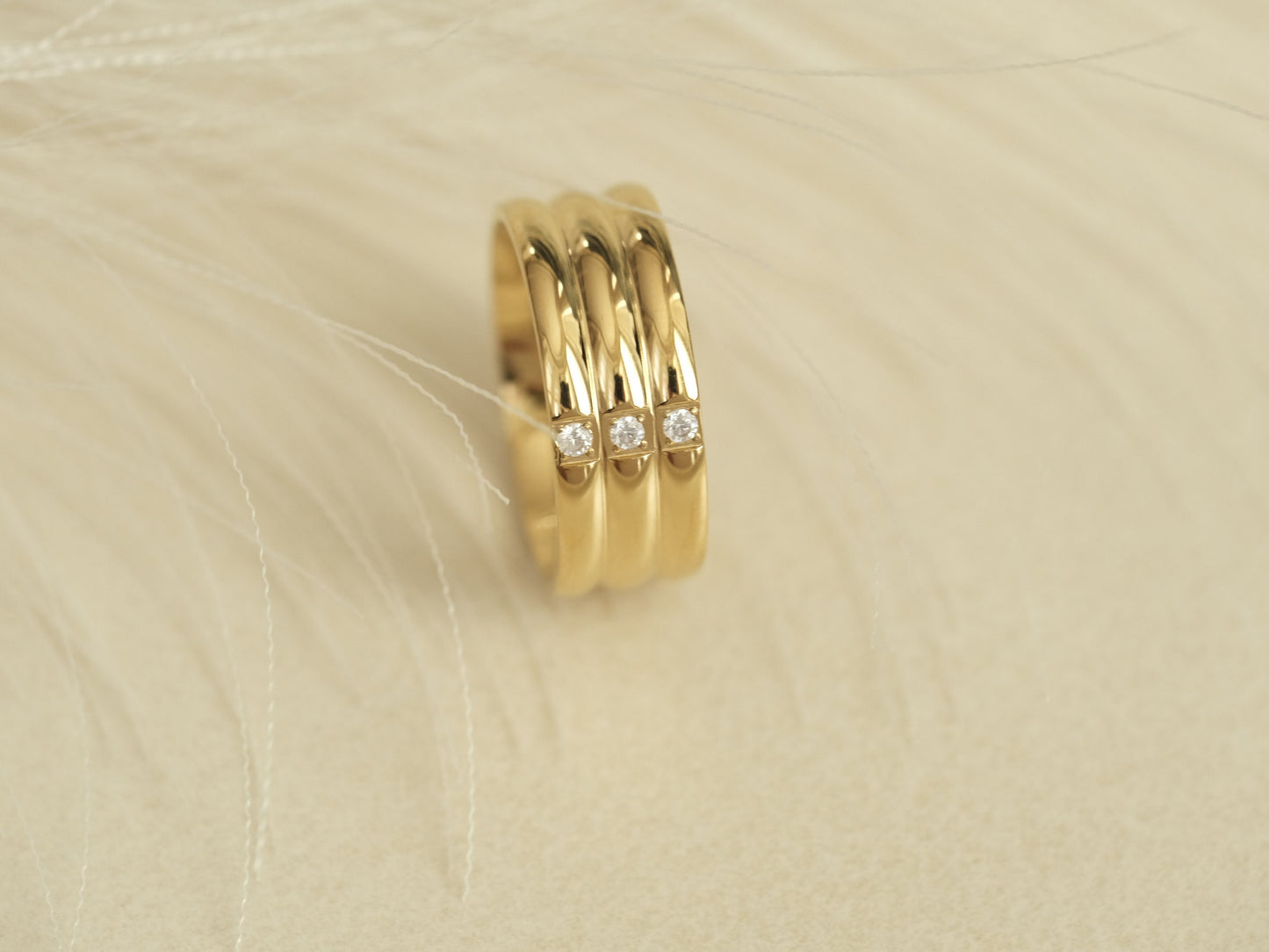 Wide CZ Diamond Ring Gold Band ring Wedding band engagement Diamond Cz ring Statement Baguette ring Shiny Ring Gold Ring Gold Thick Ring