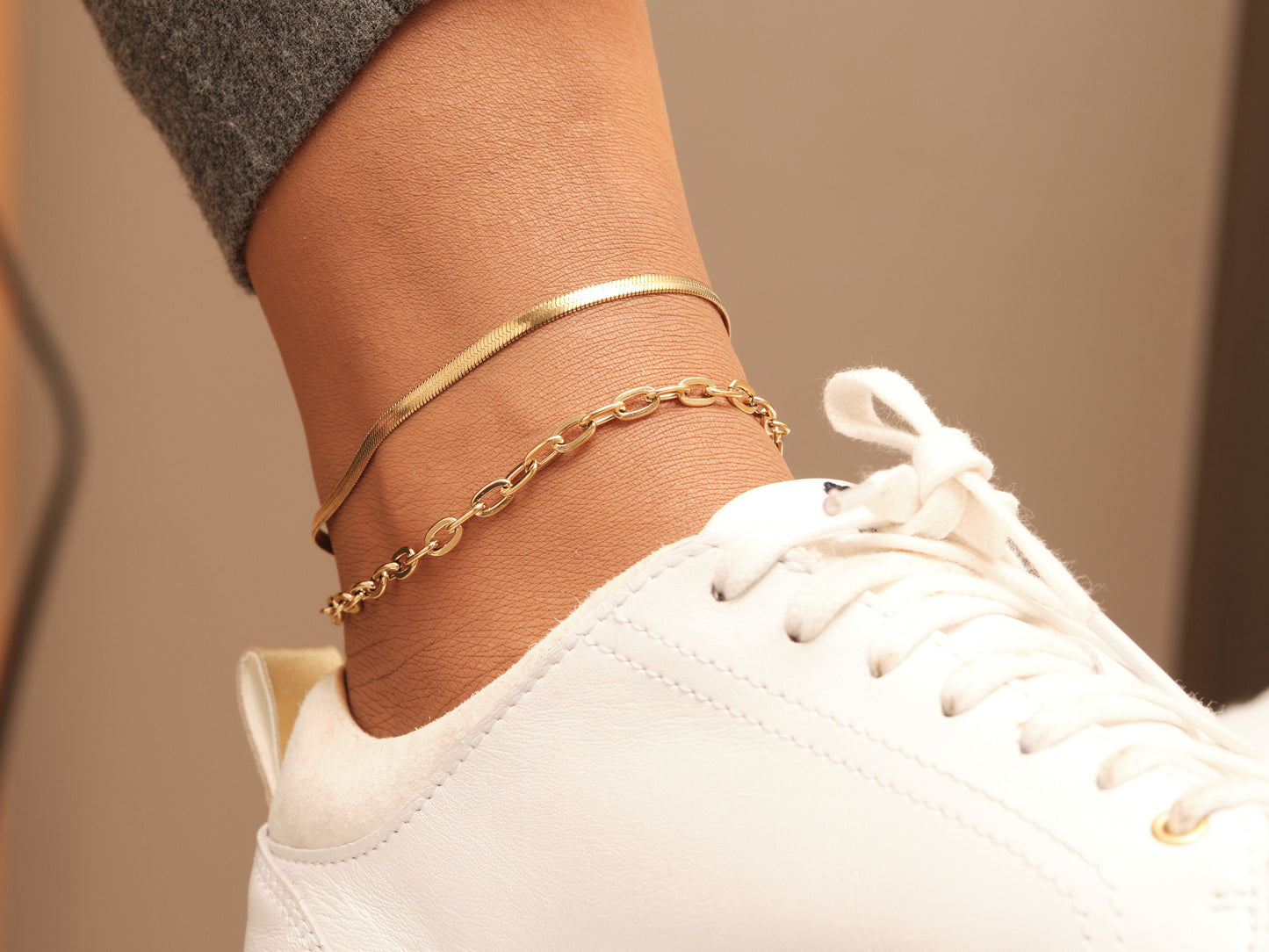 Anklet bracelet Gold anklet, snake chain anklet, herringbone anklet, snake anklet, 1mm width herringbone, 3mm snake chain, gold chain anklet