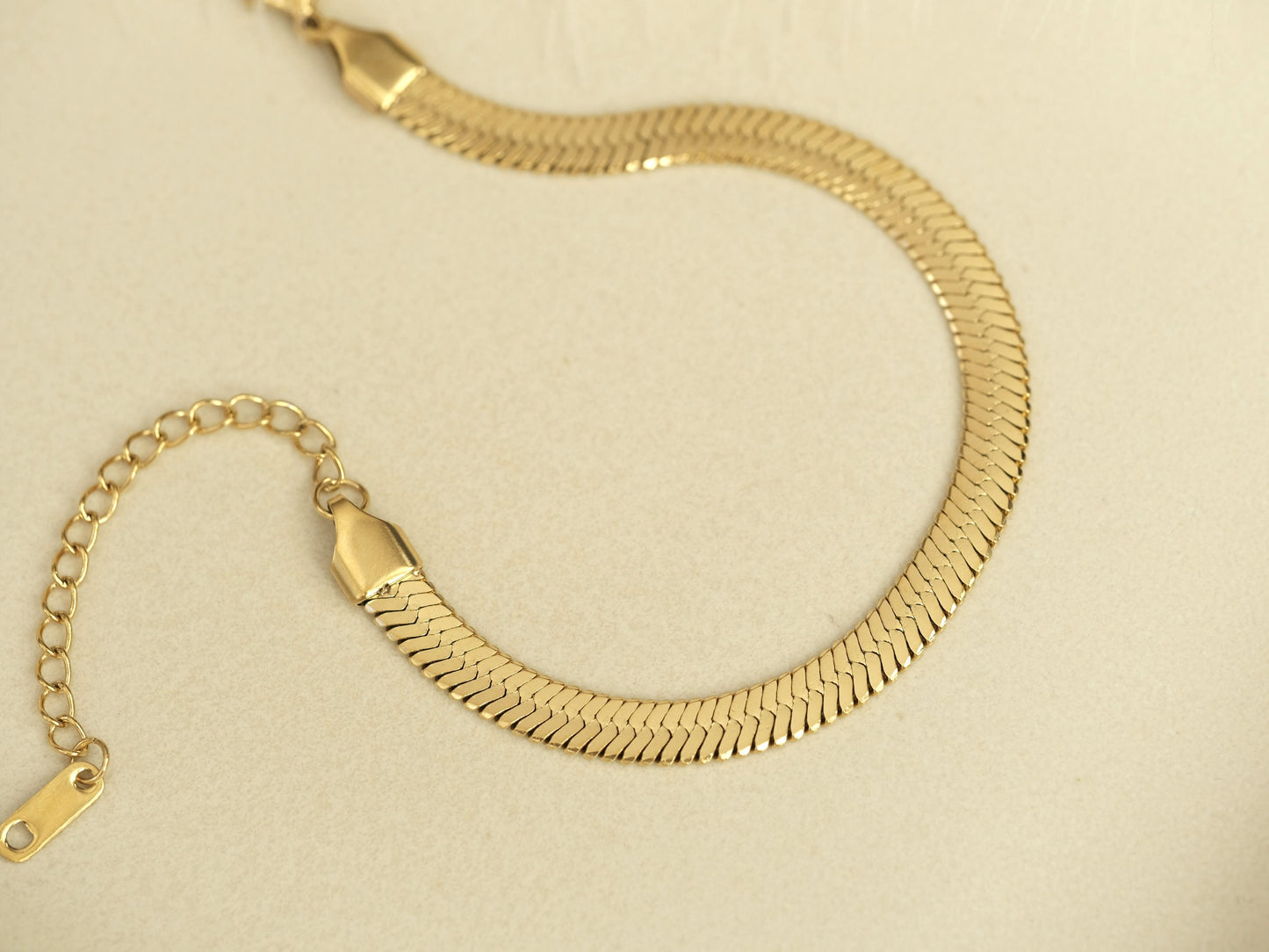 Wide Herringbone Bracelet, Simple Gold Bracelet, Gold Thick Snake Bracelet, Snake Chain Bracelet, Gold Wide Herringbone Bracelet, 6mm Width