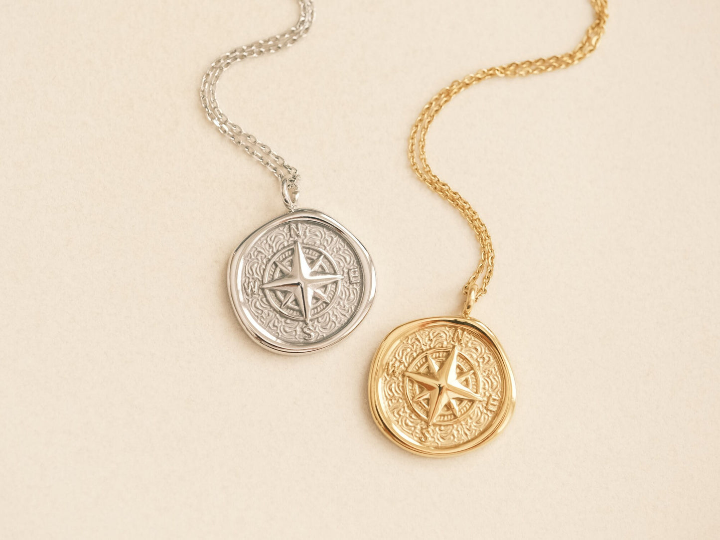 Gold Compass Necklace Gold PVD Coating Compass Necklace Mens Compass Necklace Gold North Star Necklace Vintage Necklace Wax Seal WATERPROOF
