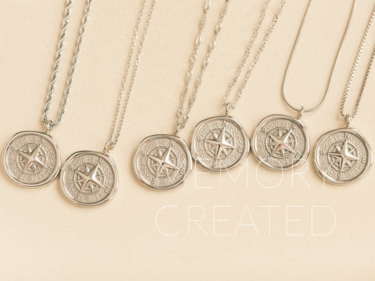Graduation gift, compass necklace, travelers necklace, Silver necklace, North star necklace, necklace gifts for women, coordinates necklace