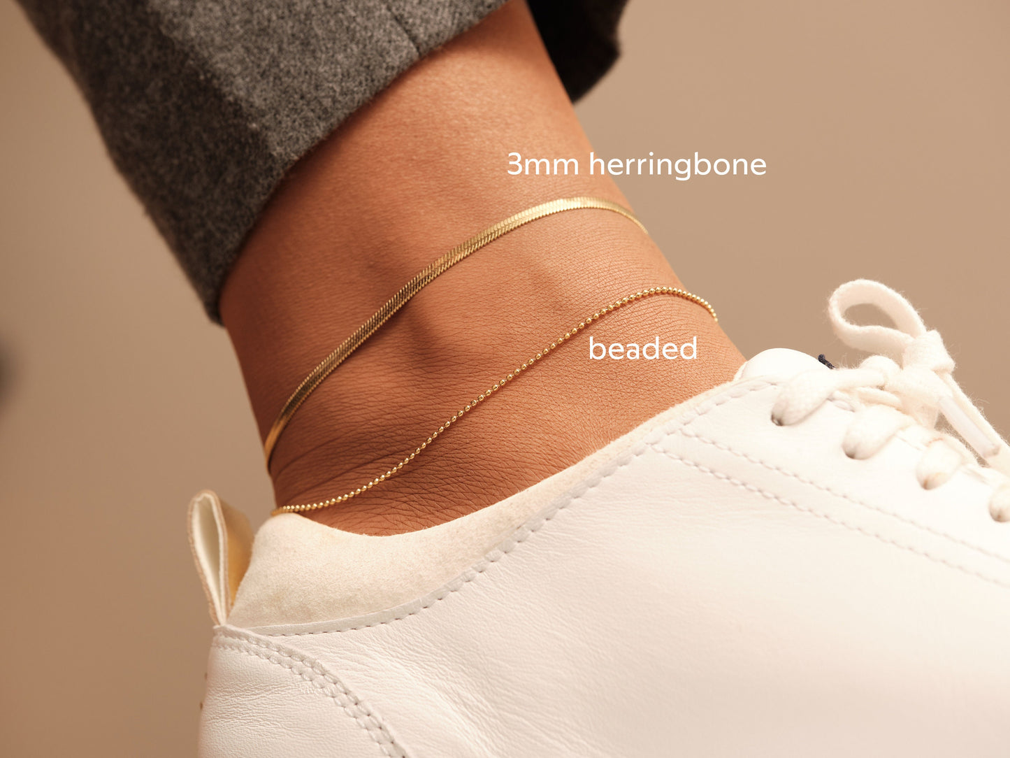 Anklet bracelet Gold anklet, snake chain anklet, herringbone anklet, snake anklet, 1mm width herringbone, 3mm snake chain, gold chain anklet