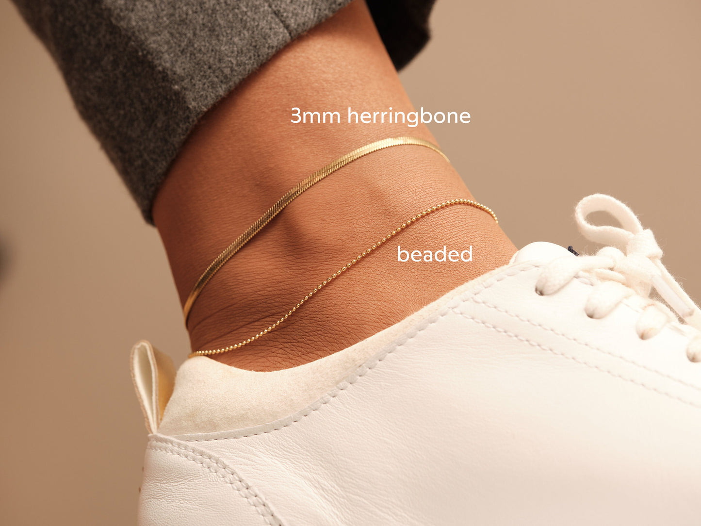 Anklet bracelet Gold anklet, snake chain anklet, herringbone anklet, snake anklet, 1mm width herringbone, 3mm snake chain, gold chain anklet