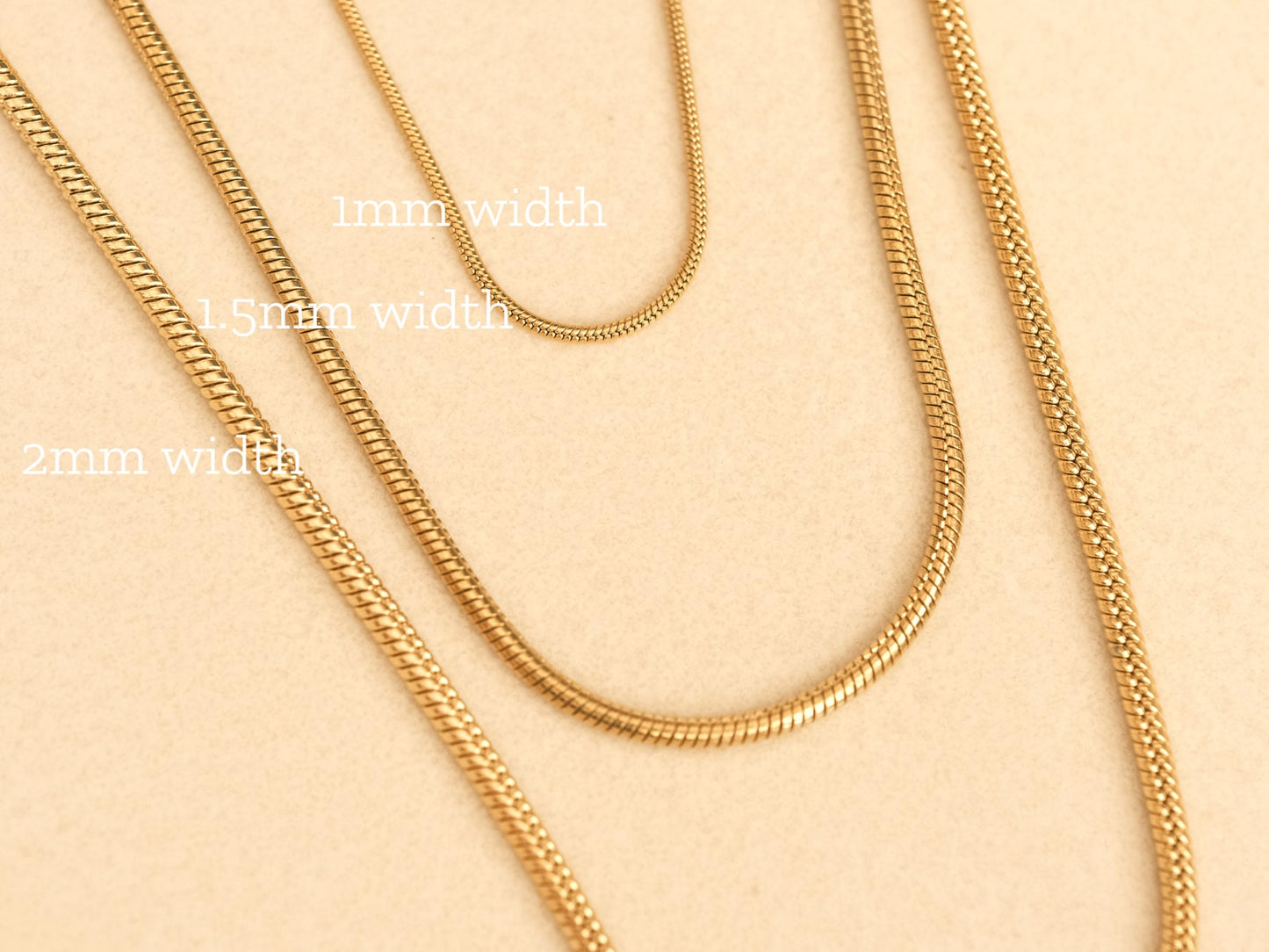 18K Gold 1.5mm Snake Chain Necklace for Women Gold 1mm Snake Chain, thin snake Chain, Thin Herringbone choker, Super Skinny necklace, 2mm