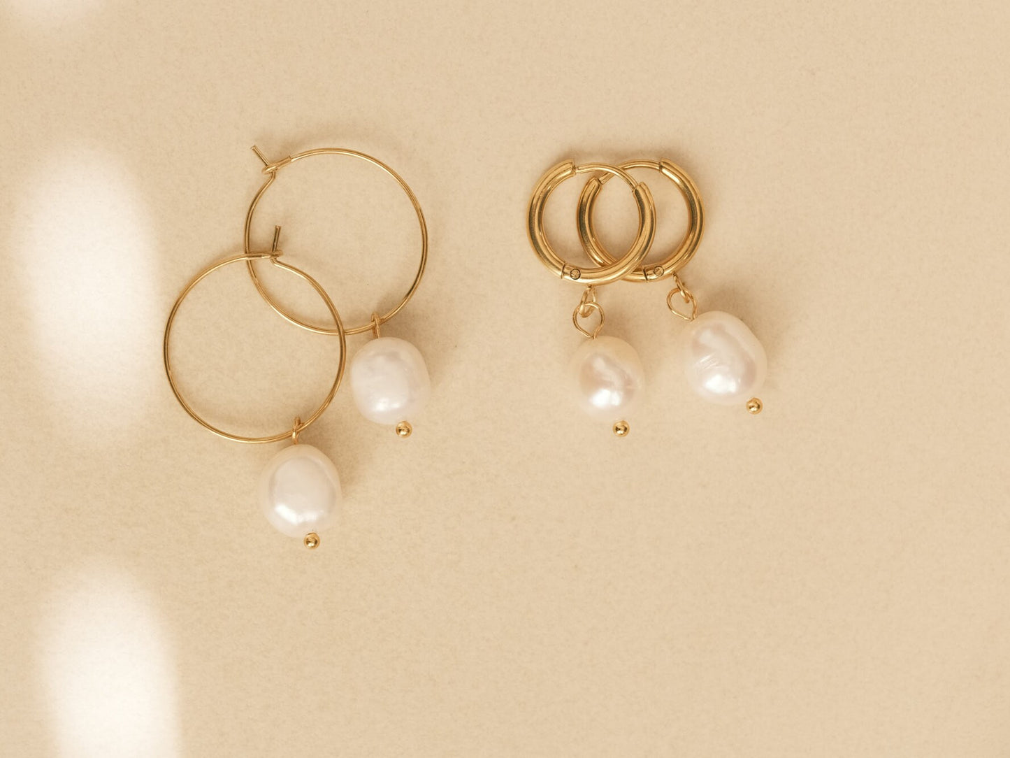 Large Pearl Hoops, Freshwater Pearl Earring, Hoop Pearl Earring, Pearl Dangling Hoops, Bridesmaids Gift, Bridal Earrings, Minimalist Hoops