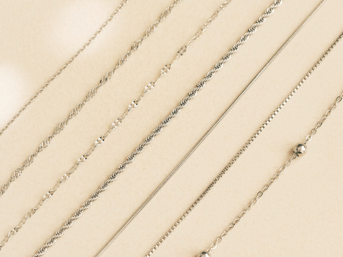 Silver Stainless Steel chains, Twist chain, Sequin chains, herringbone chains, rope chains, chain necklace, waterproof,16",18"20",24" chains