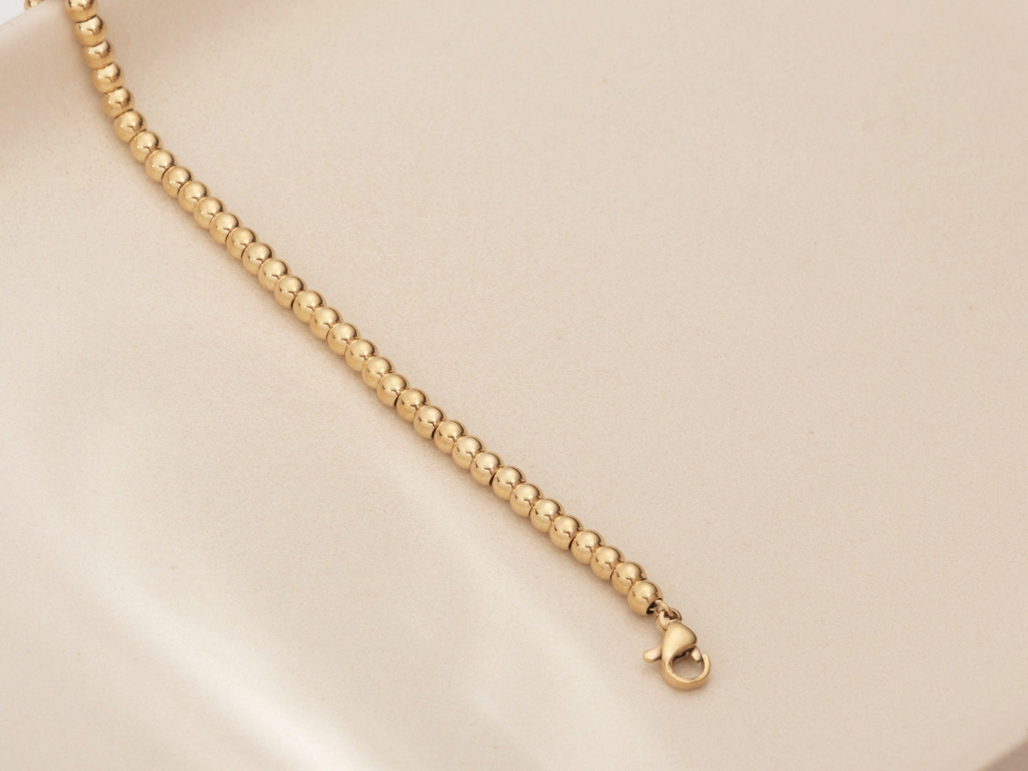 Gold Beaded Bracelet, Gold Beads Bracelet, Stacking Bracelet, Gold Bracelet, Gold Round Beads, Cute Bracelet for Girls, Bead Chain Bracelet