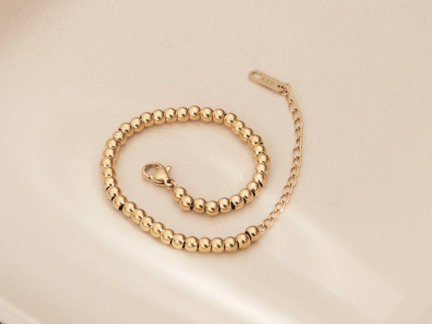 Gold Beaded Bracelet, Gold Beads Bracelet, Stacking Bracelet, Gold Bracelet, Gold Round Beads, Cute Bracelet for Girls, Bead Chain Bracelet