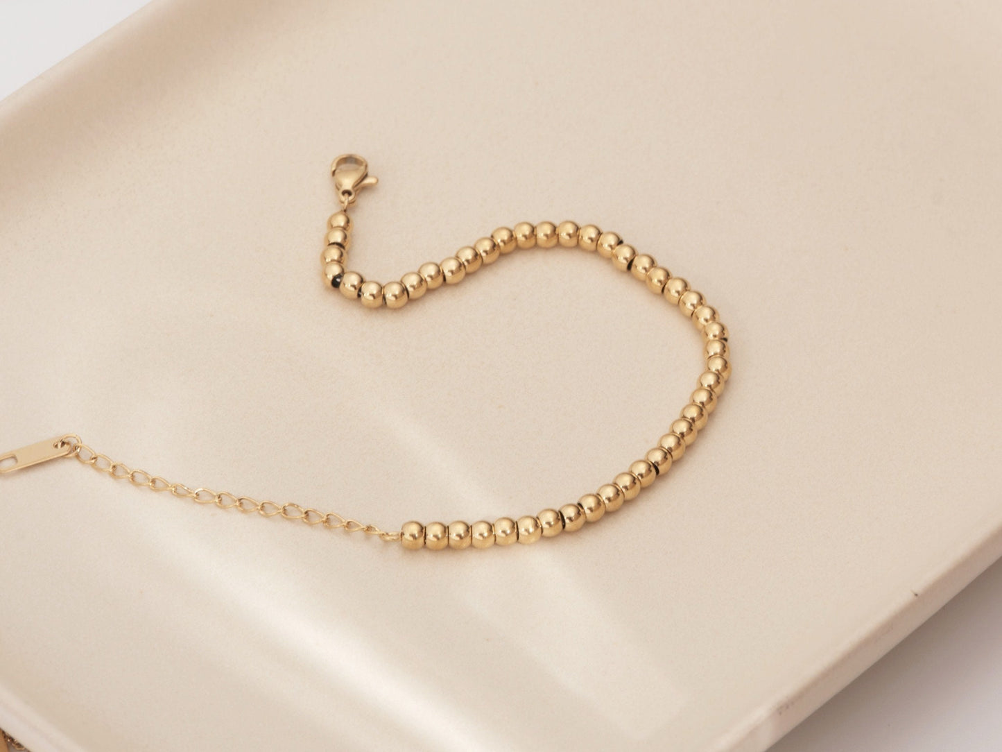 Gold Beaded Bracelet, Gold Beads Bracelet, Stacking Bracelet, Gold Bracelet, Gold Round Beads, Cute Bracelet for Girls, Bead Chain Bracelet