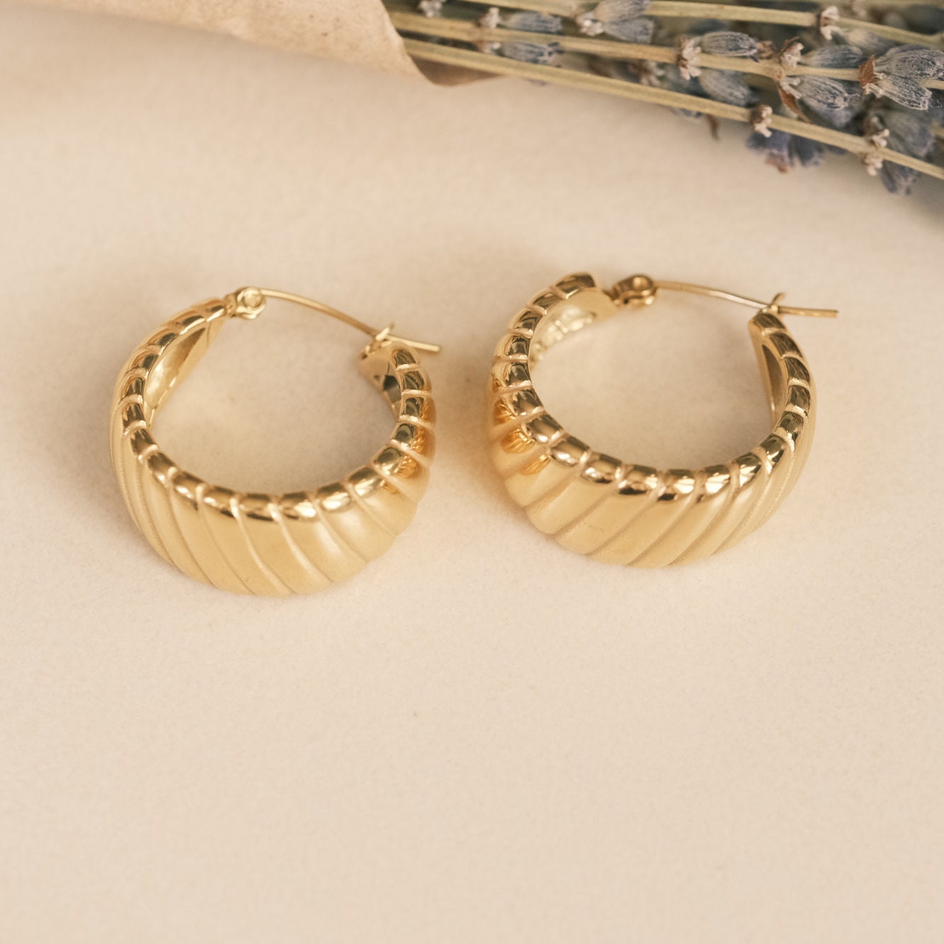 Gold Croissant Earrings, Croissant Hoops, Chunky Hoops, Twisted Hoops, Gold Thick Hoops, Hoop Earrings, Gold Earring, Statement Earring
